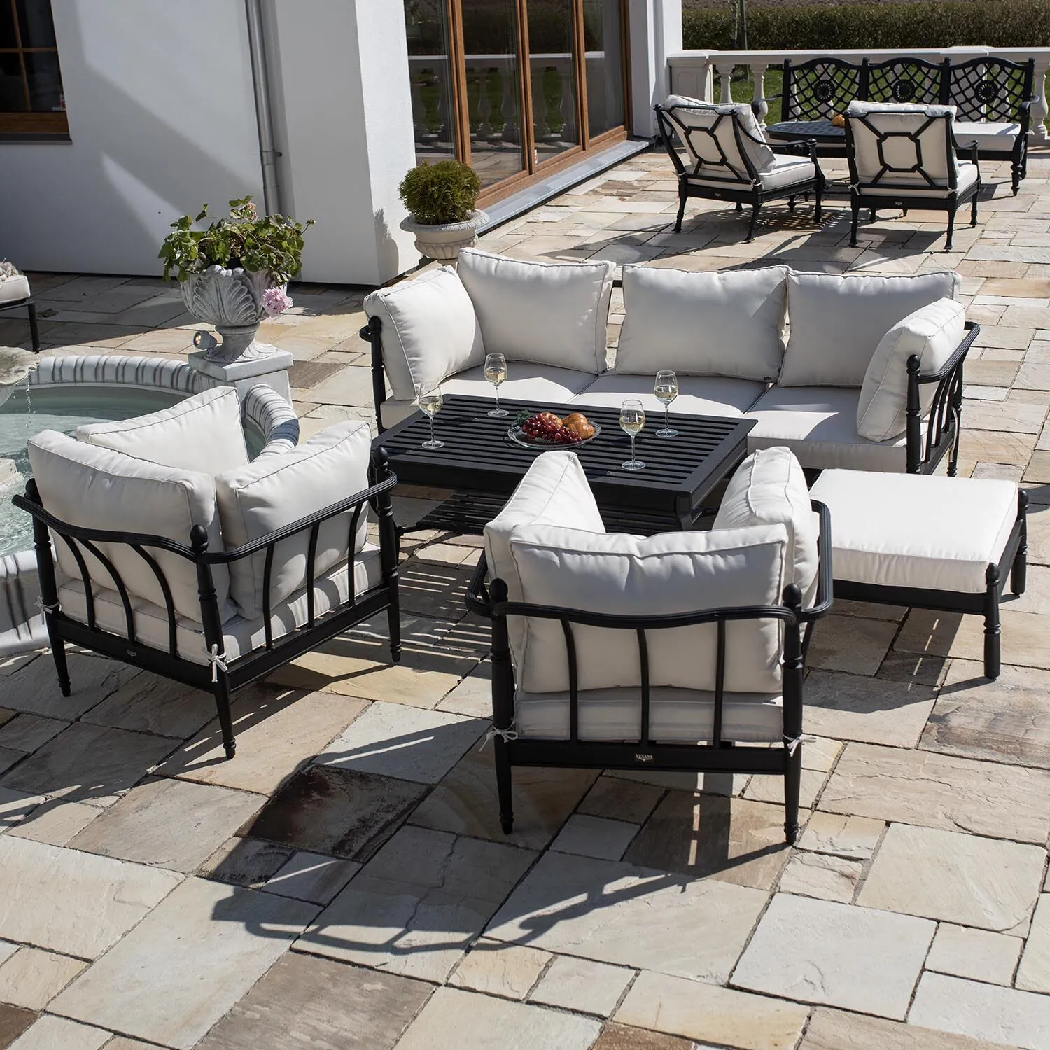 Loungesoffa Svart Aluminium Capri 3-sits