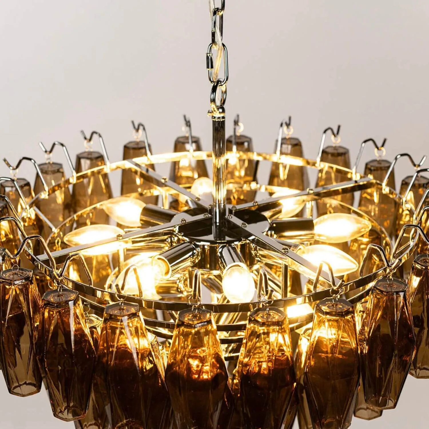 Kristallkrona Ø63xH46cm Krom/Cognac - Catania