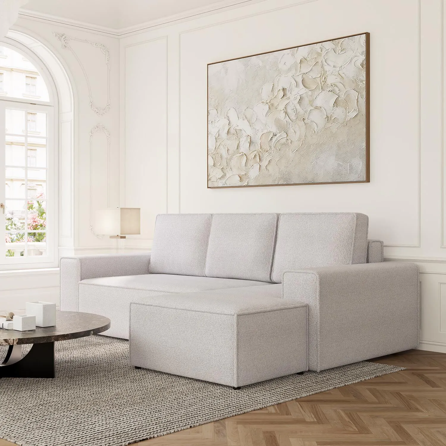 Bäddsoffa Divan Höger 255cm Ivory - Sydney