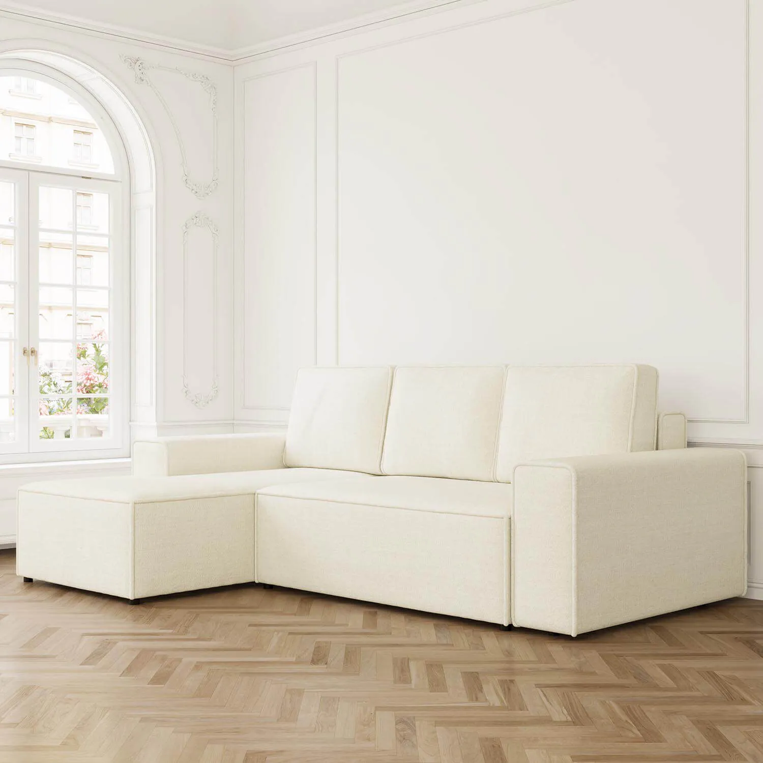 Bäddsoffa Divan Vänster 255cm Beige - Sydney
