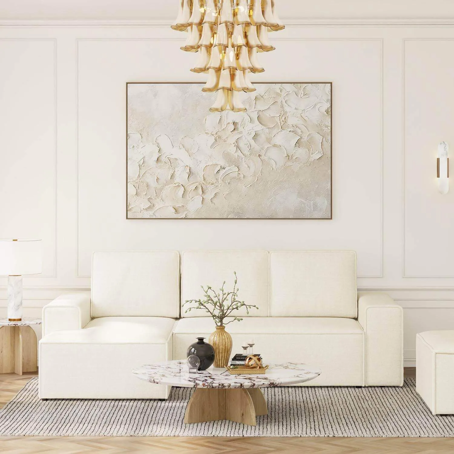 Bäddsoffa Divan Vänster 255cm Beige - Sydney