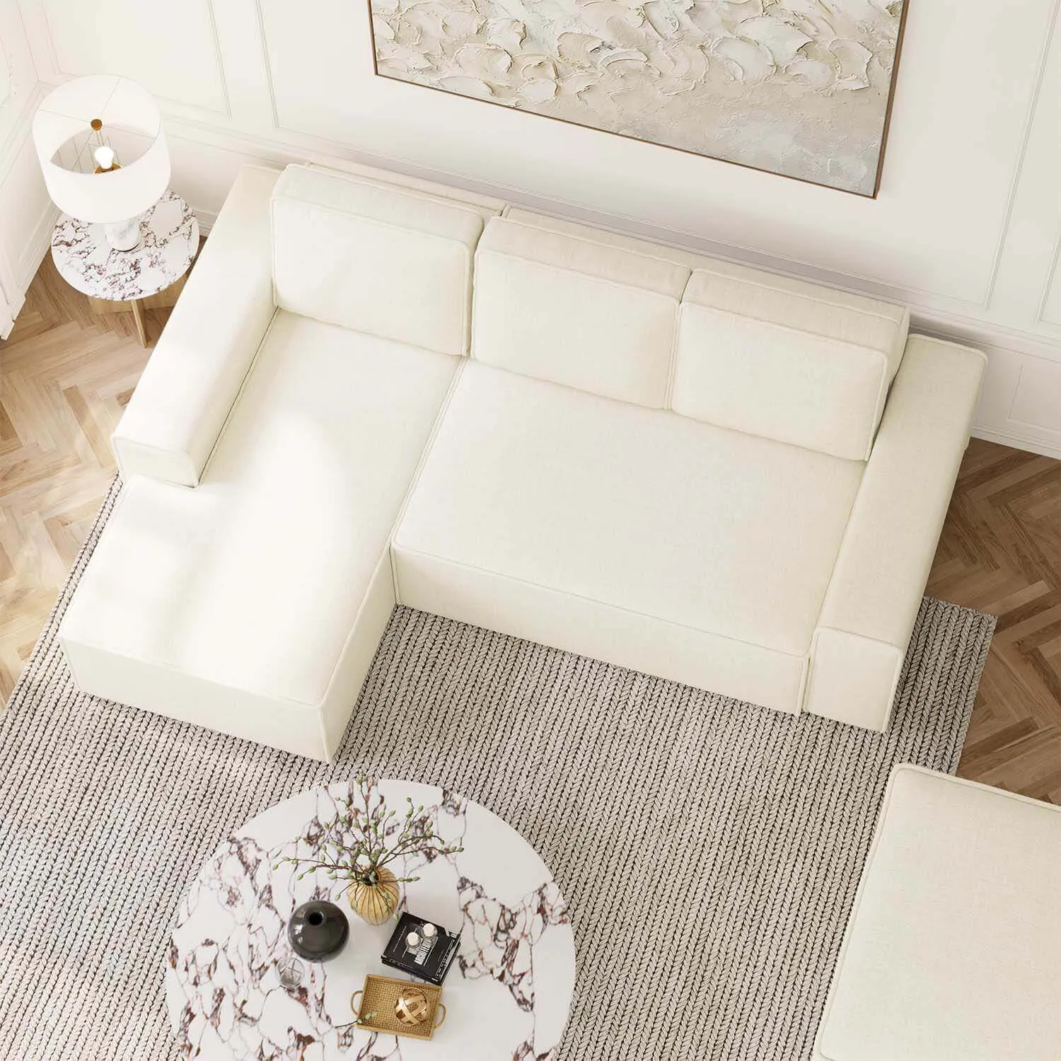 Bäddsoffa Divan Vänster 255cm Beige - Sydney