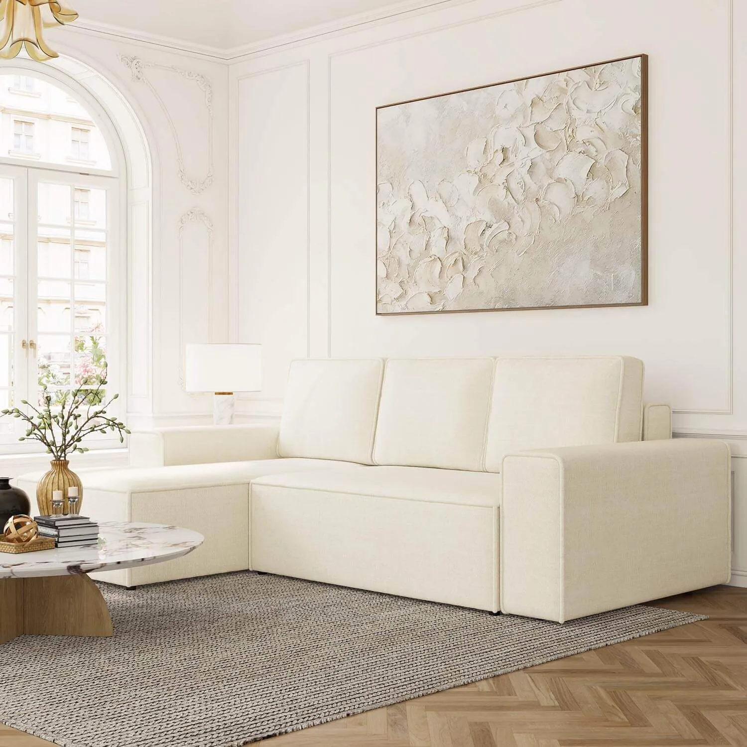 Bäddsoffa Divan Vänster 255cm Beige - Sydney