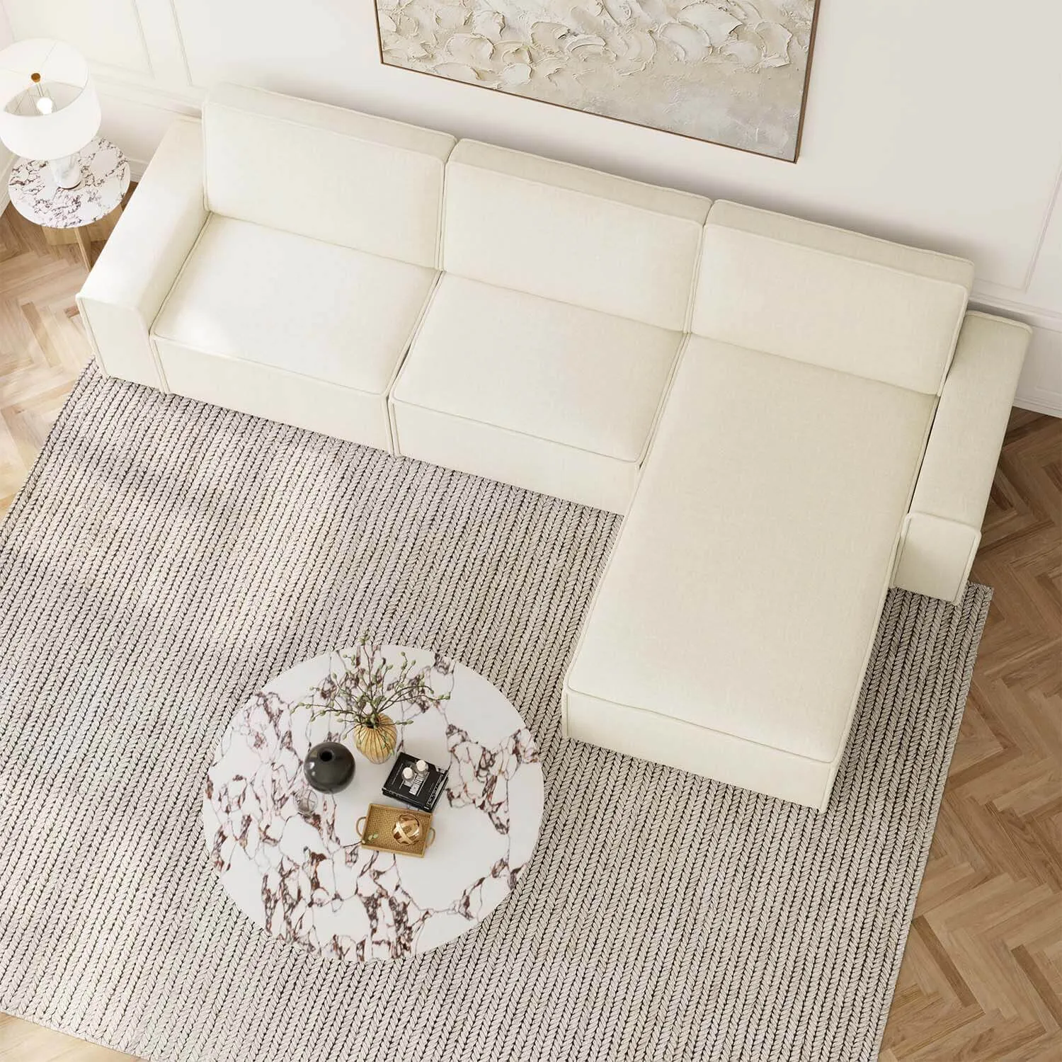 Divansoffa 353cm Beige Höger - Sydney