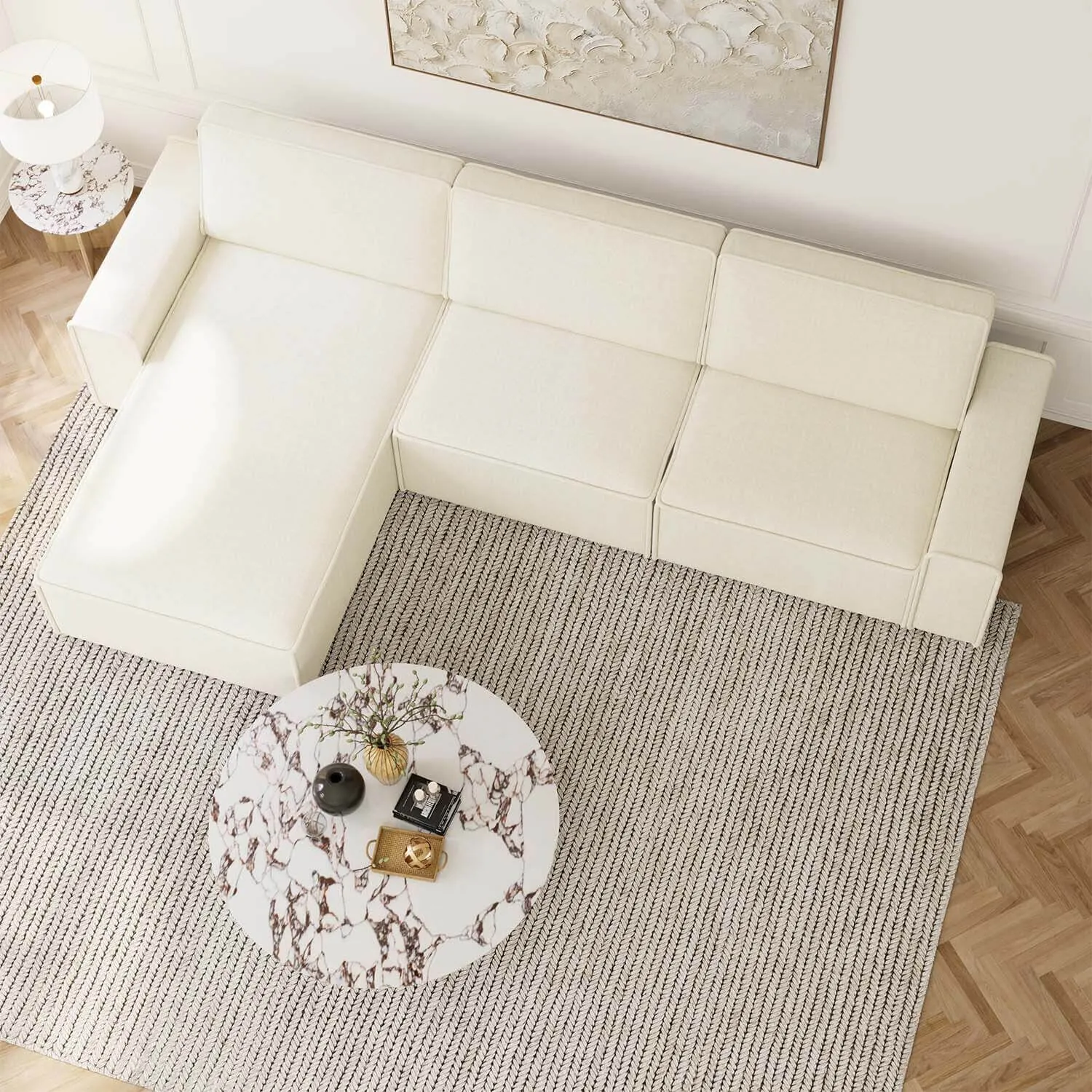 Divansoffa 353cm Beige Vänster - Sydney