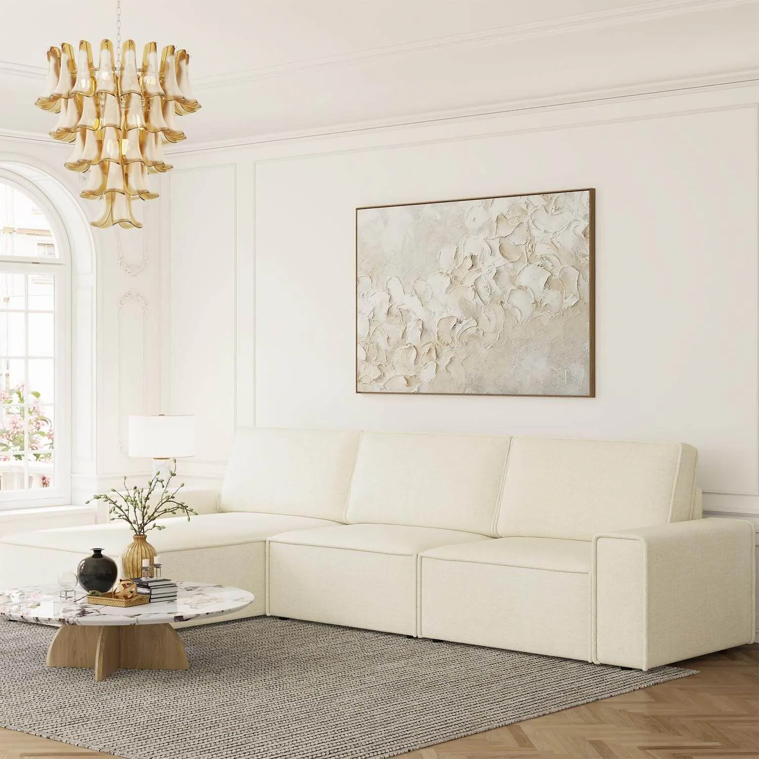 Divansoffa 353cm Beige Vänster - Sydney