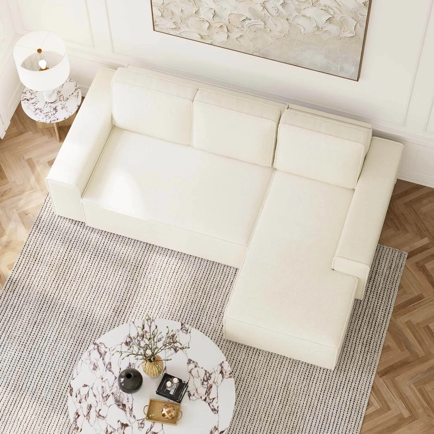 Bäddsoffa Divan Höger 255cm Beige - Sydney