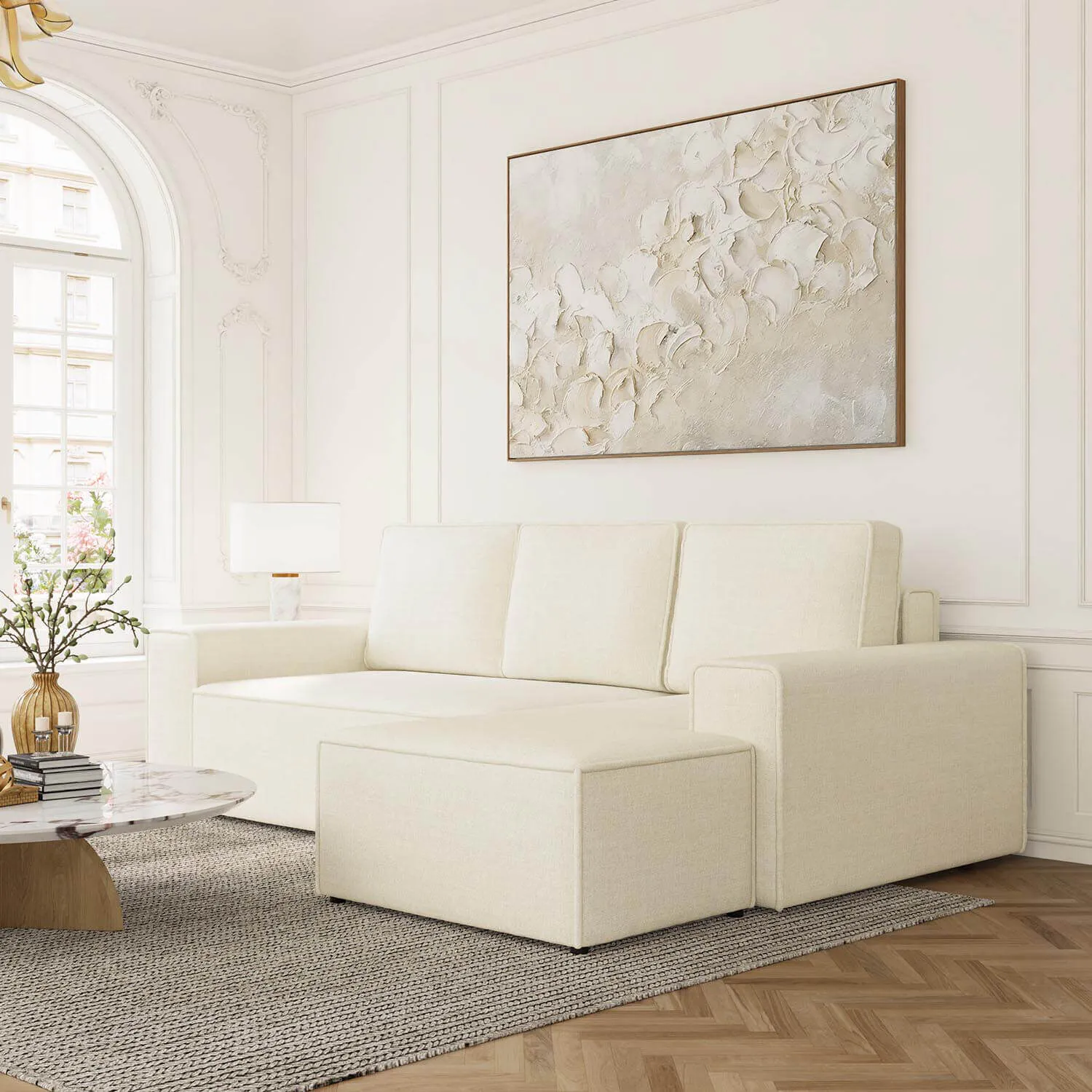 Bäddsoffa Divan Höger 255cm Beige - Sydney