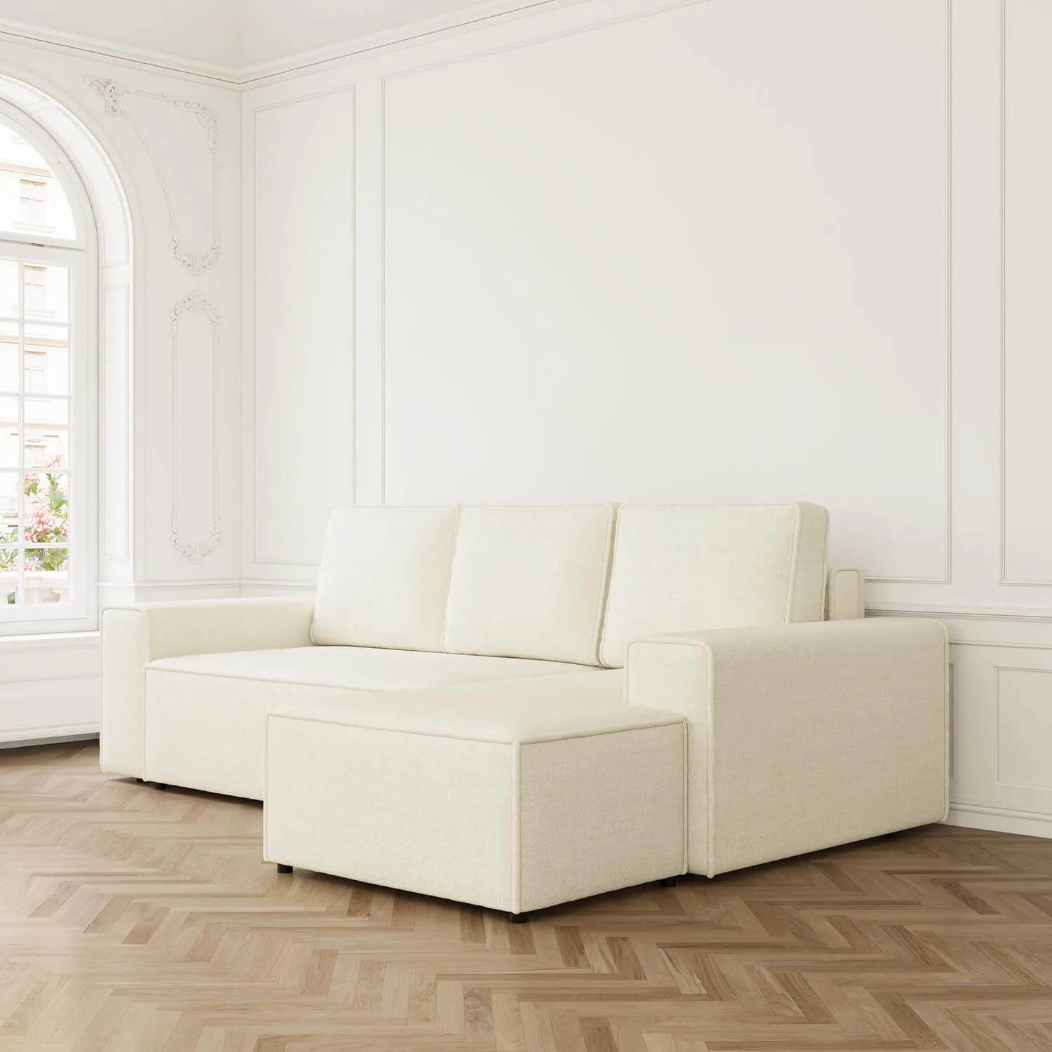 Bäddsoffa Divan Höger 255cm Beige - Sydney