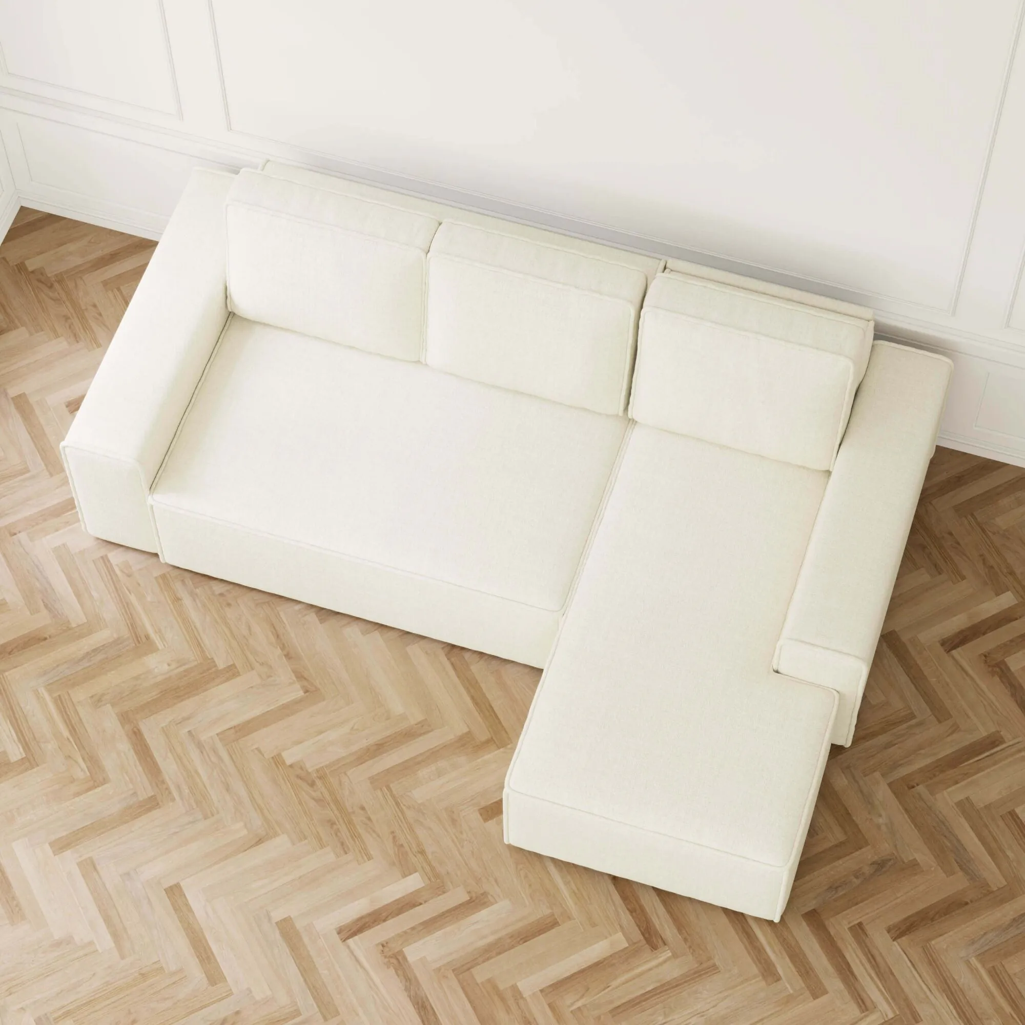 Bäddsoffa Divan Höger 255cm Beige - Sydney