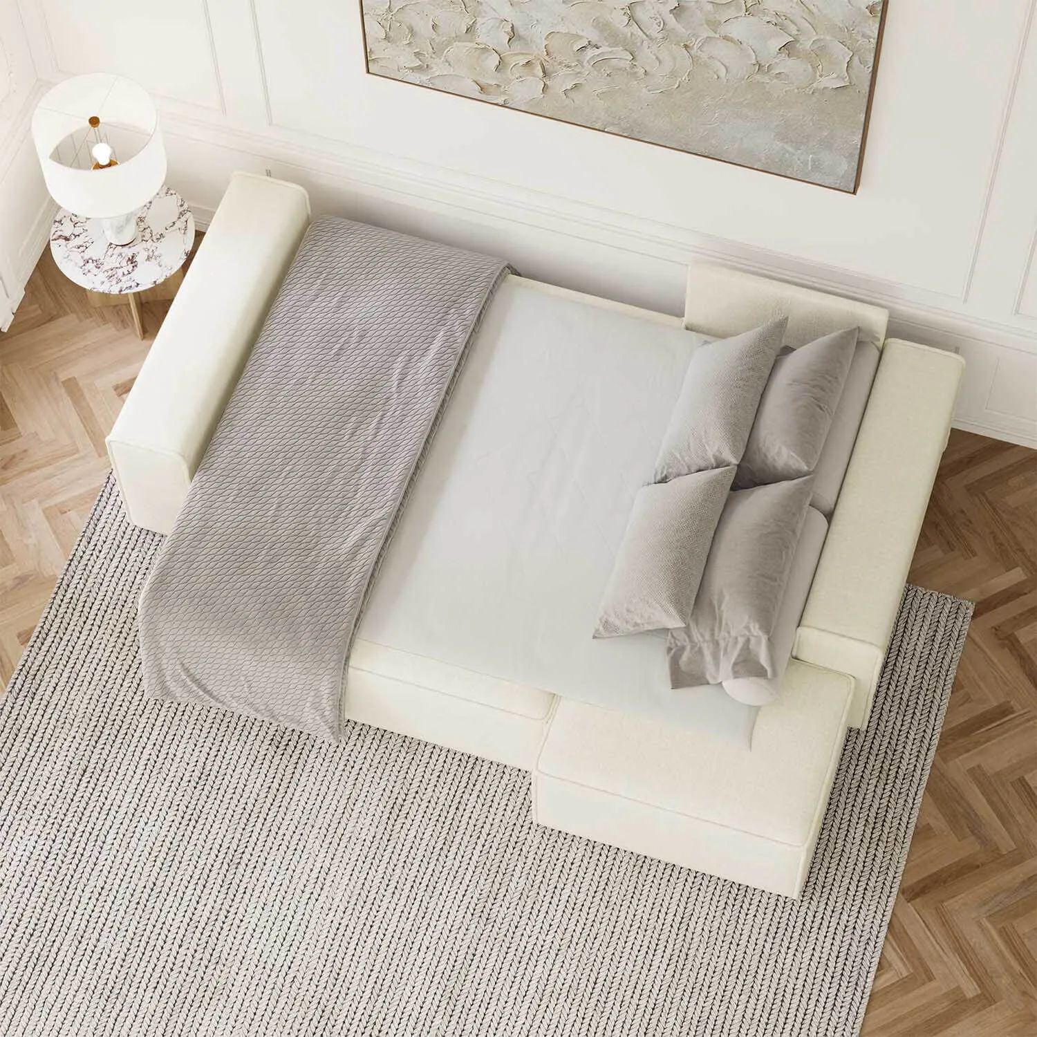 Bäddsoffa Divan Höger 255cm Beige - Sydney