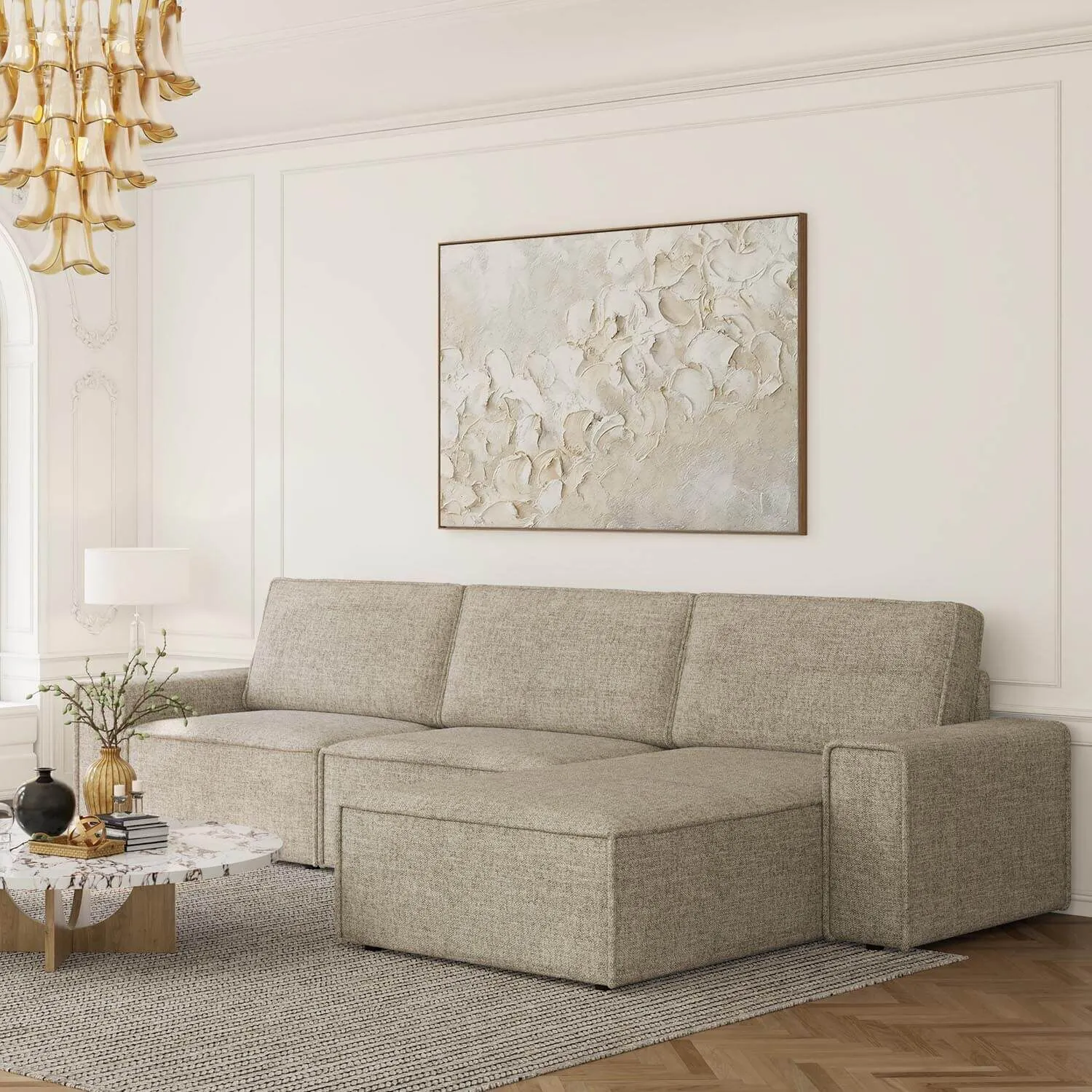 Divansoffa 353cm Grå Höger - Sydney