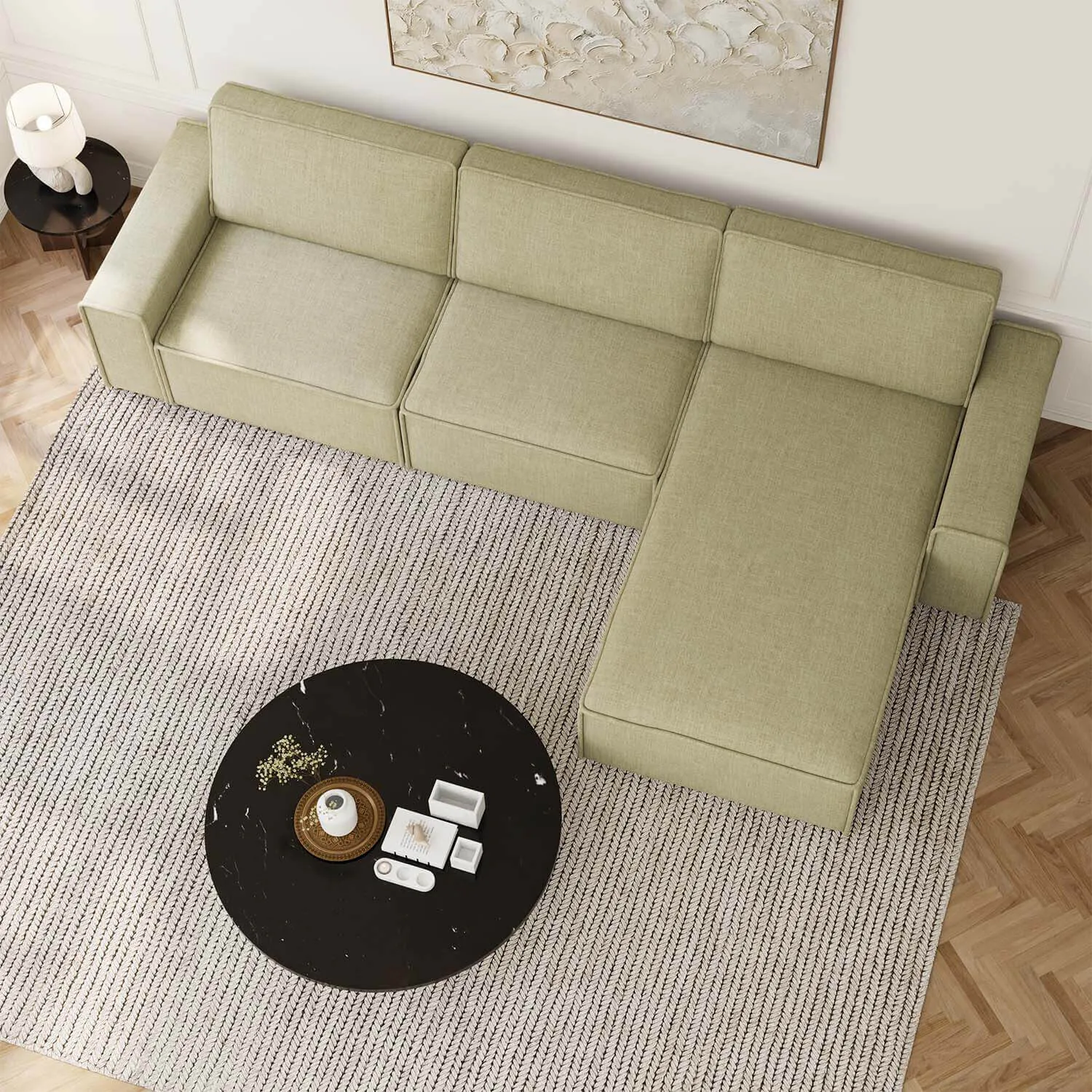 Divansoffa 353cm Grön Höger - Sydney