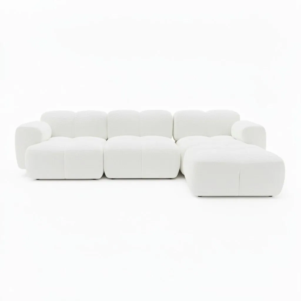 Divansoffa Höger Vit Boucle 302cm - Paris
