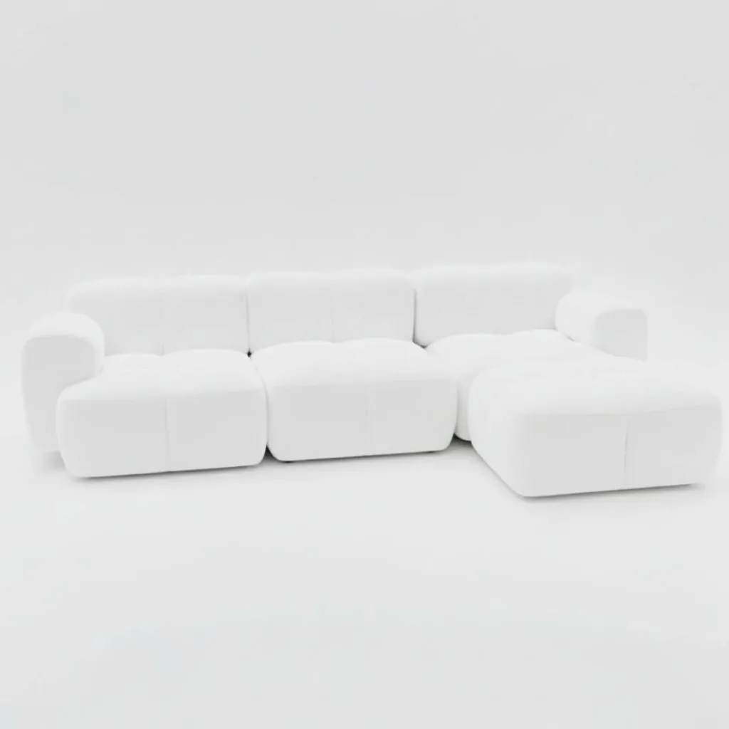 Divansoffa Höger Vit Boucle 302cm - Paris