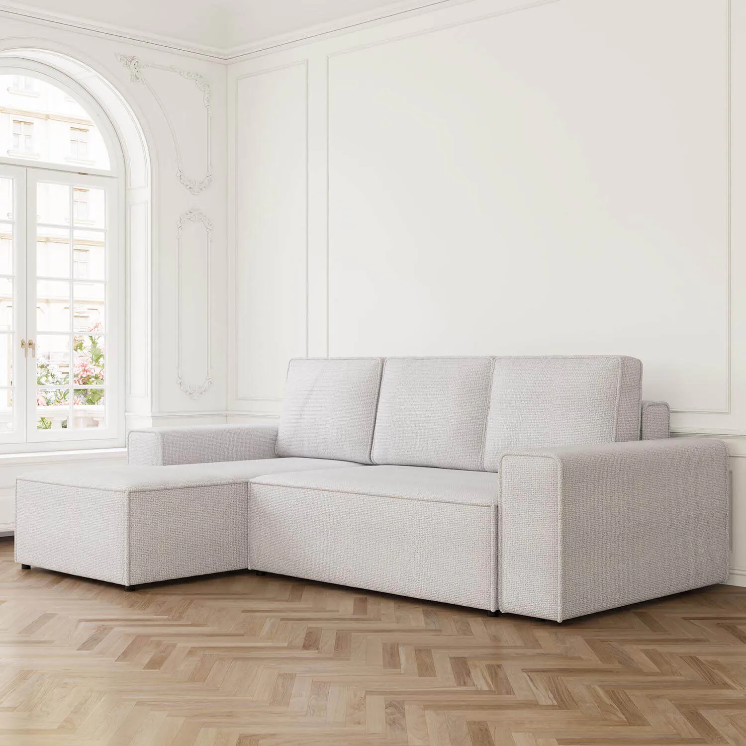 Bäddsoffa Divan Vänster 255cm Ivory - Sydney