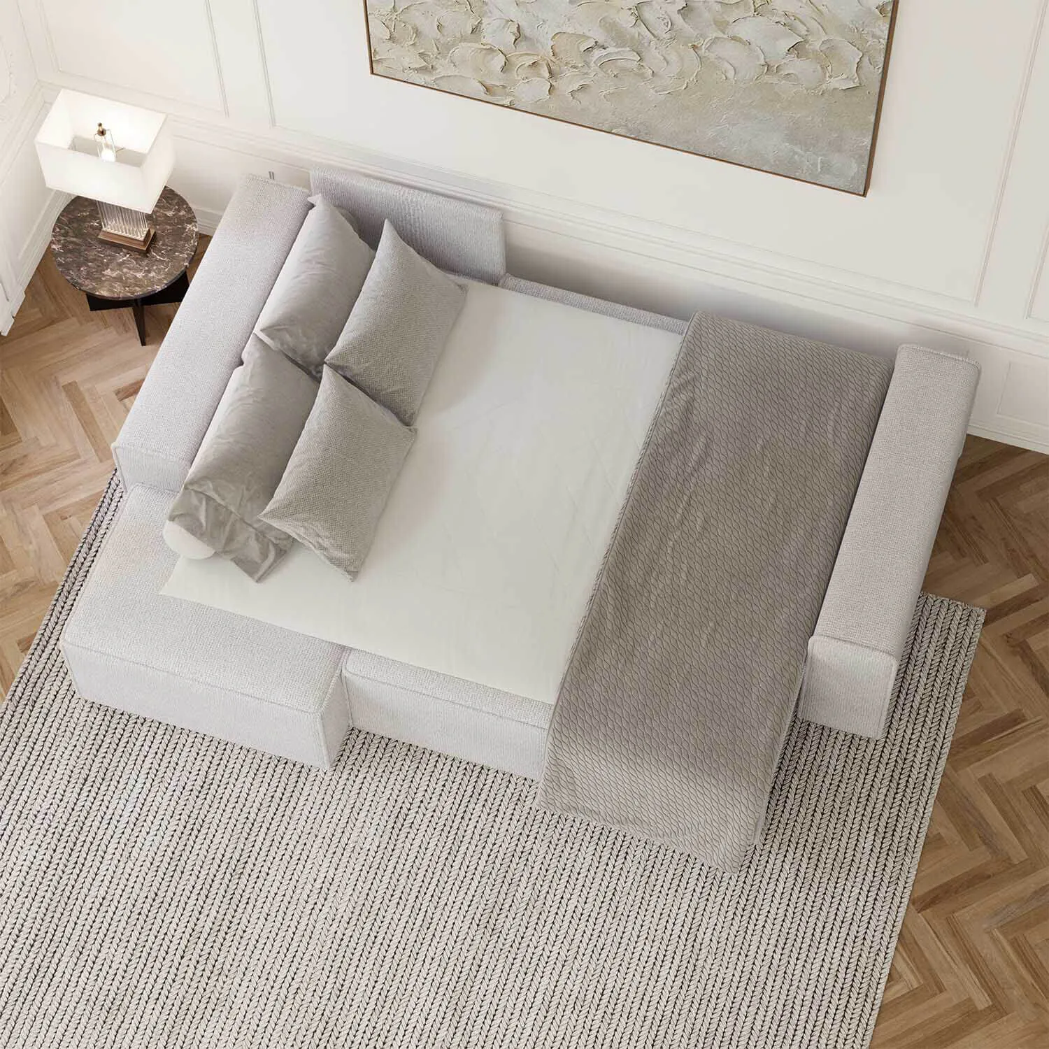 Bäddsoffa Divan Vänster 255cm Ivory - Sydney