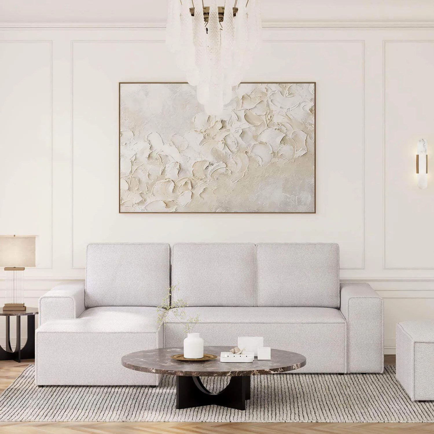 Bäddsoffa Divan Vänster 255cm Ivory - Sydney