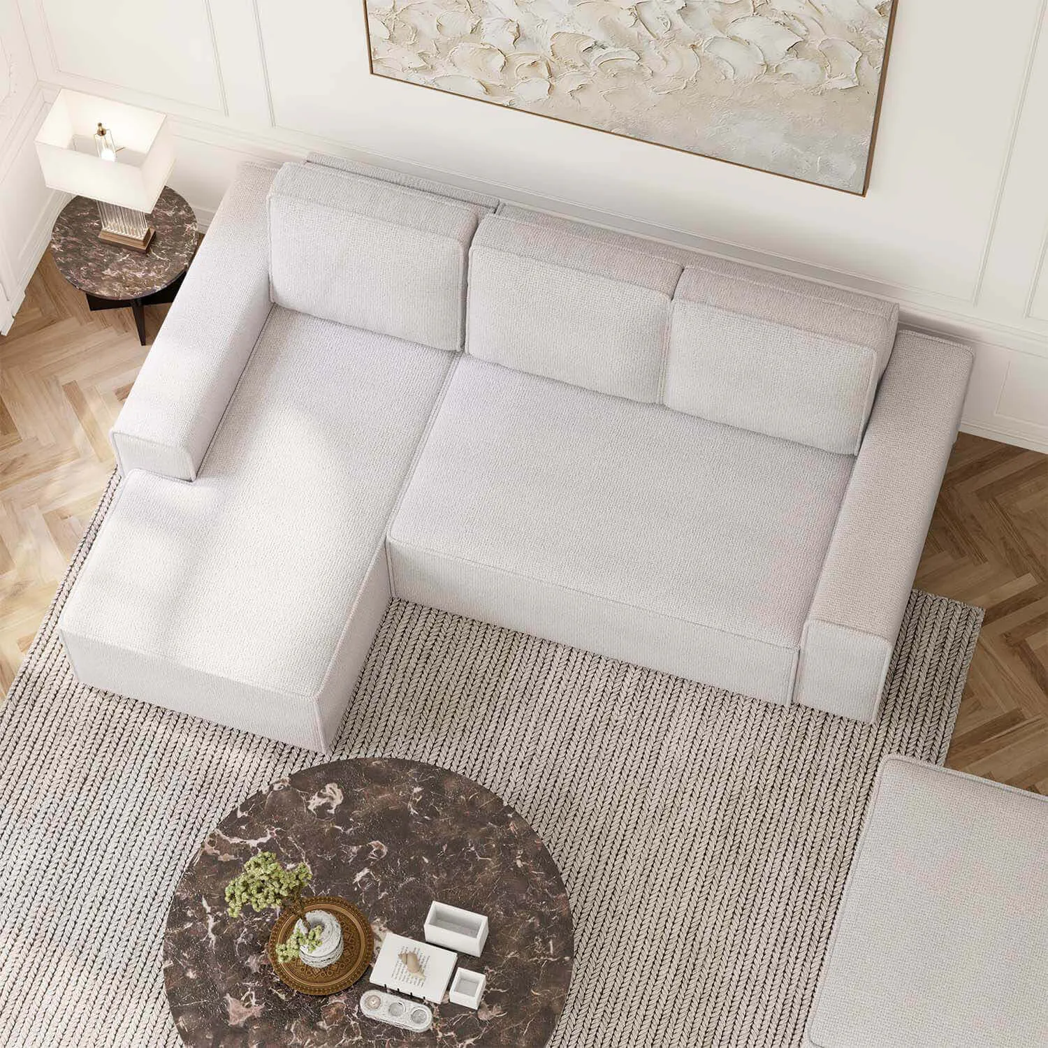 Bäddsoffa Divan Vänster 255cm Ivory - Sydney