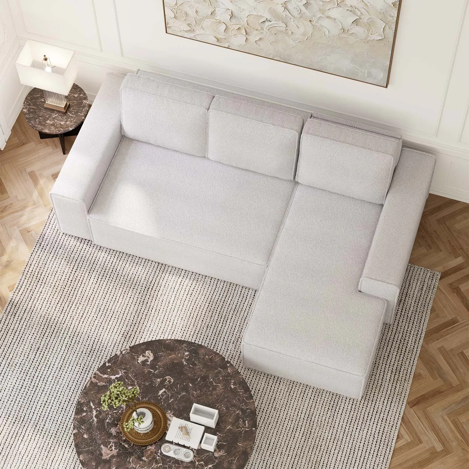 Bäddsoffa Divan Höger 255cm Ivory - Sydney