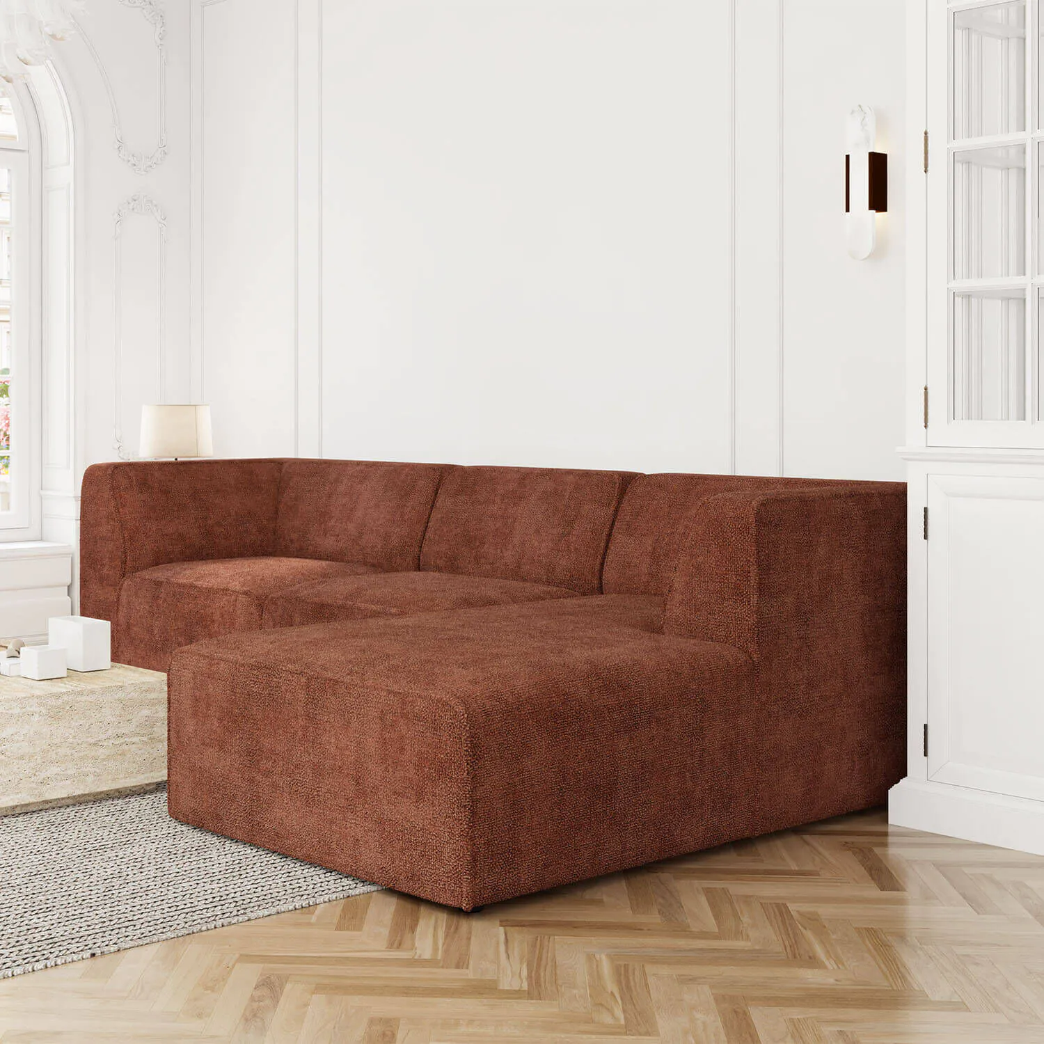 Divansoffa Höger 278cm Roströd - London