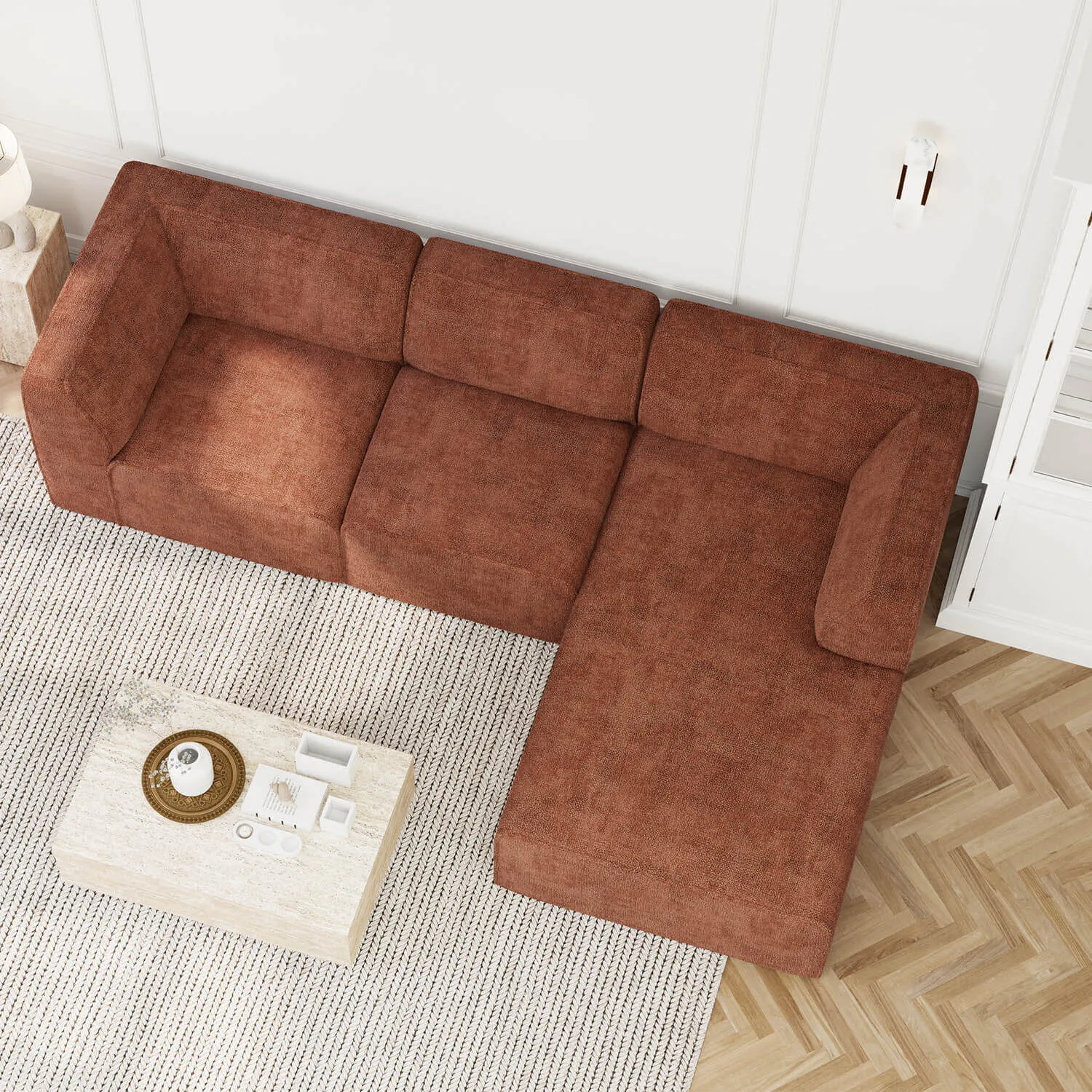 Divansoffa Höger 278cm Roströd - London