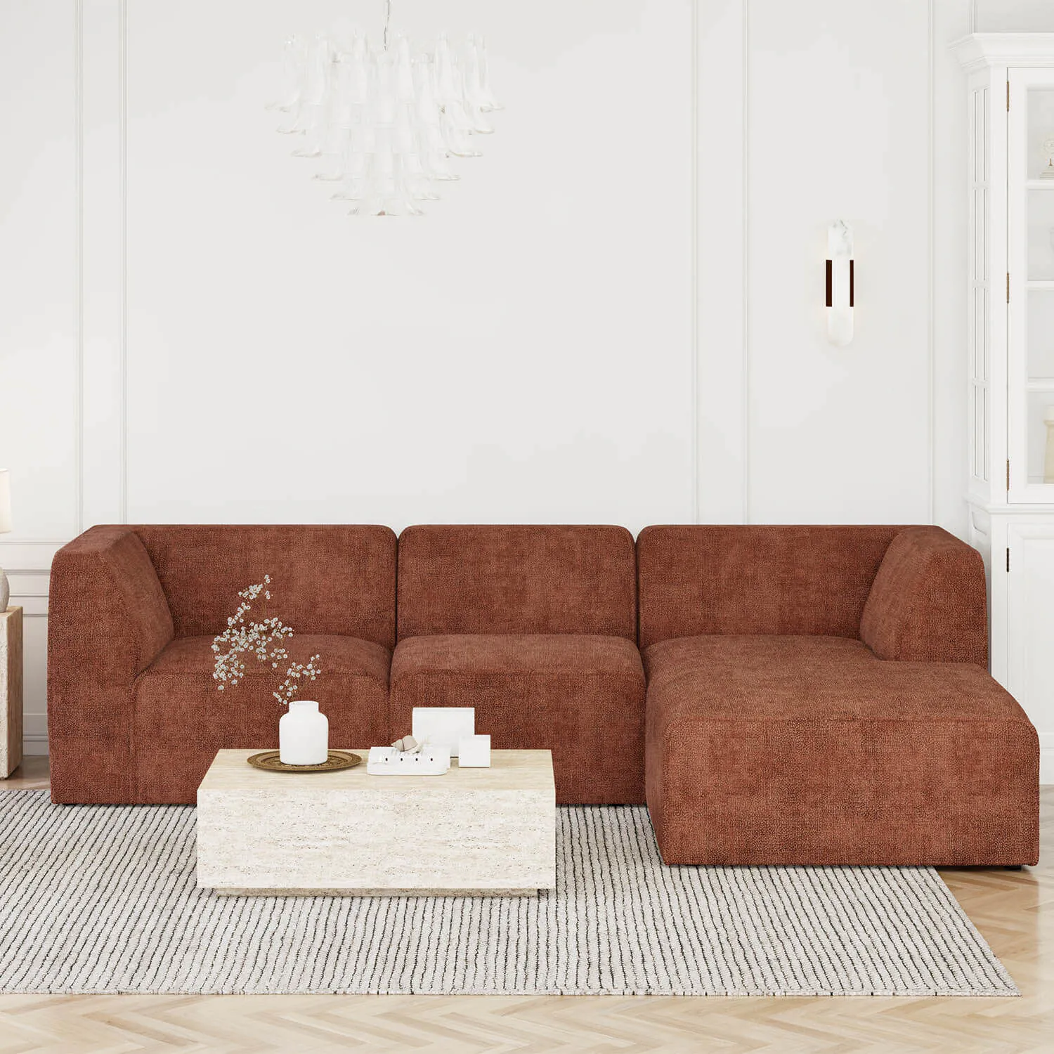 Divansoffa Höger 278cm Roströd - London