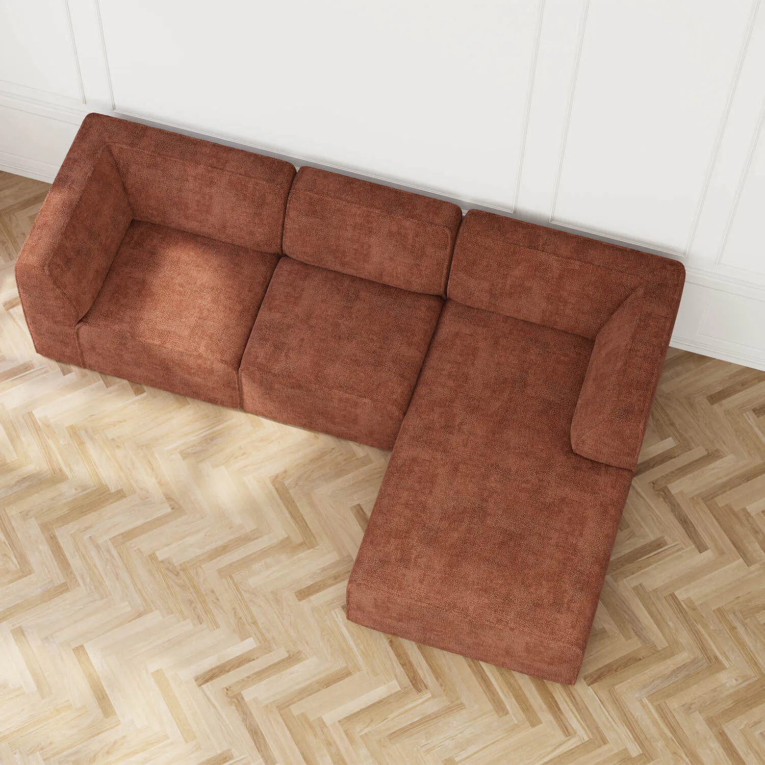 Divansoffa Höger 278cm Roströd - London