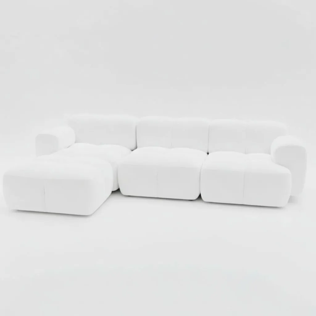Divansoffa Vänster Vit Boucle 302cm - Paris