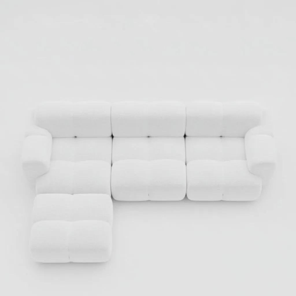 Divansoffa Vänster Vit Boucle 302cm - Paris