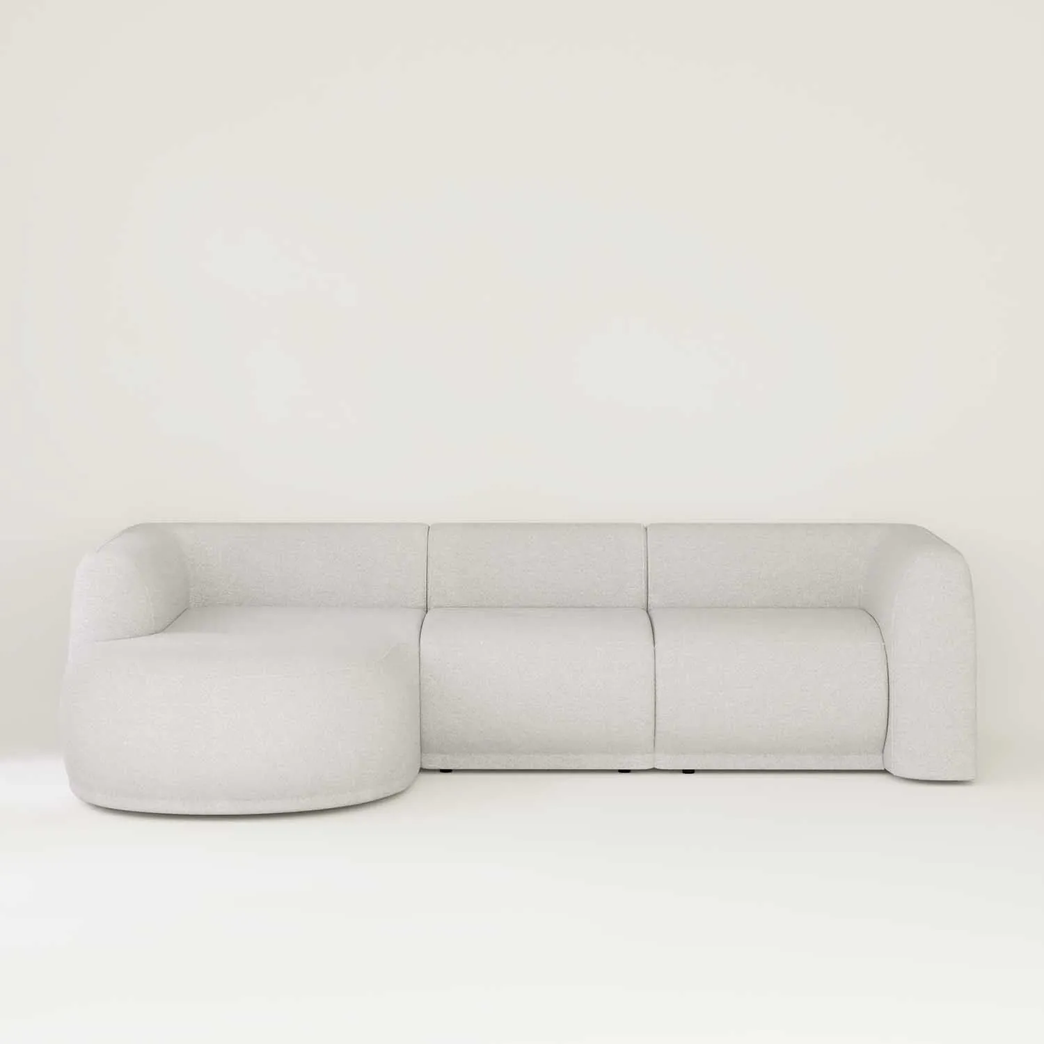 Divansoffa 294cm Vänster Vit Boucle - Bel Air
