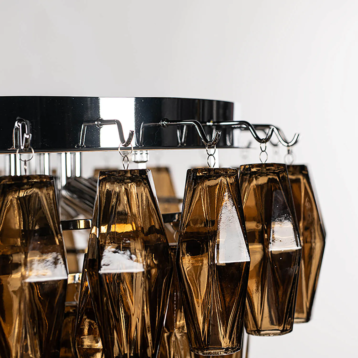 Kristallplafond Ø63xH48cm Krom/Cognac - Catania