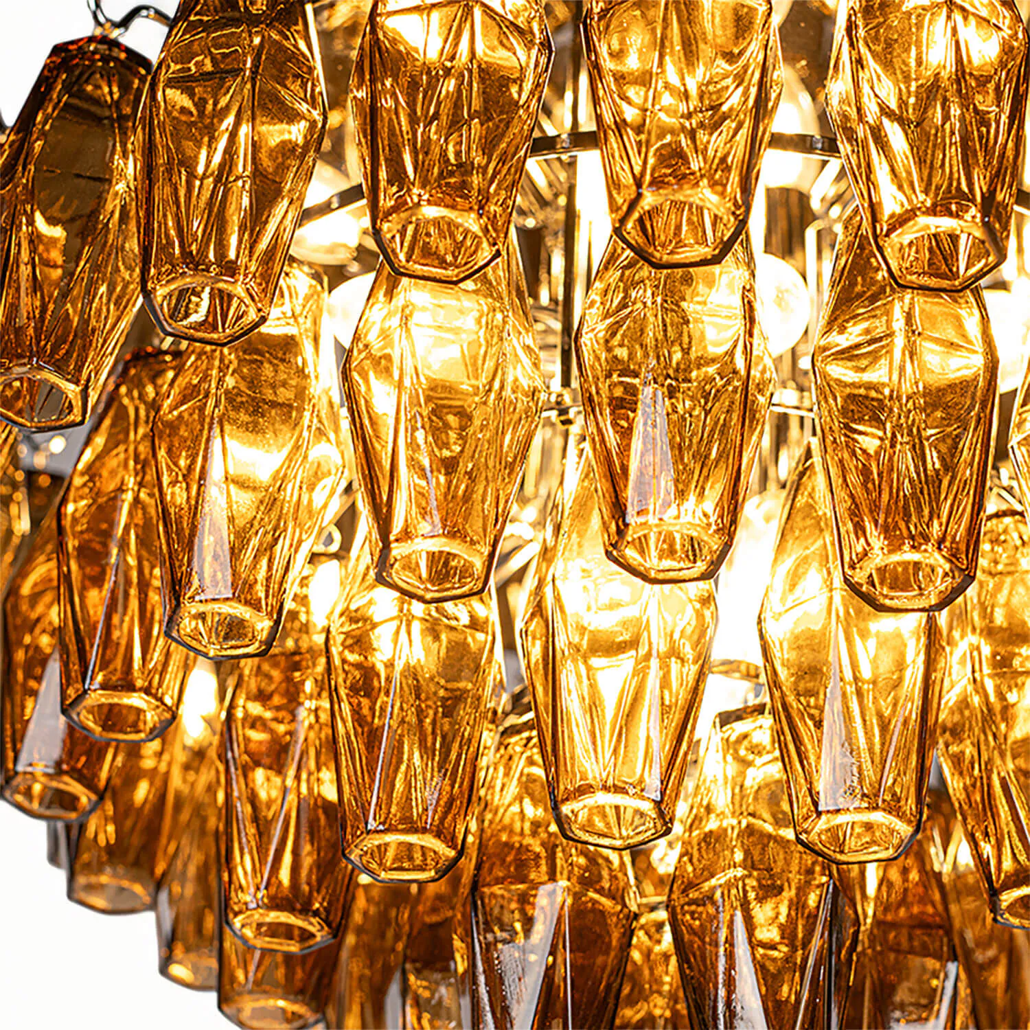 Kristallplafond Ø63xH48cm Krom/Cognac - Catania