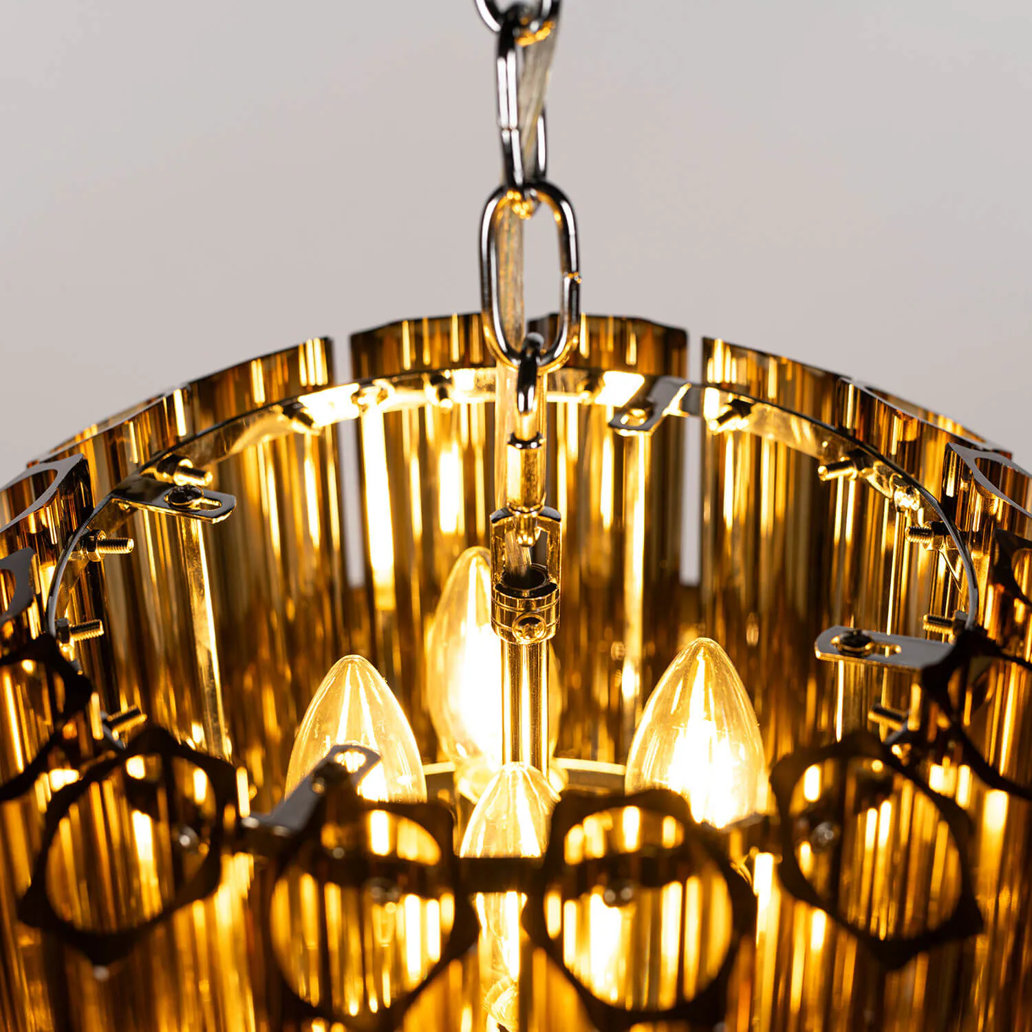 Kristallkrona Ø44cm Cognac/Krom - Verona