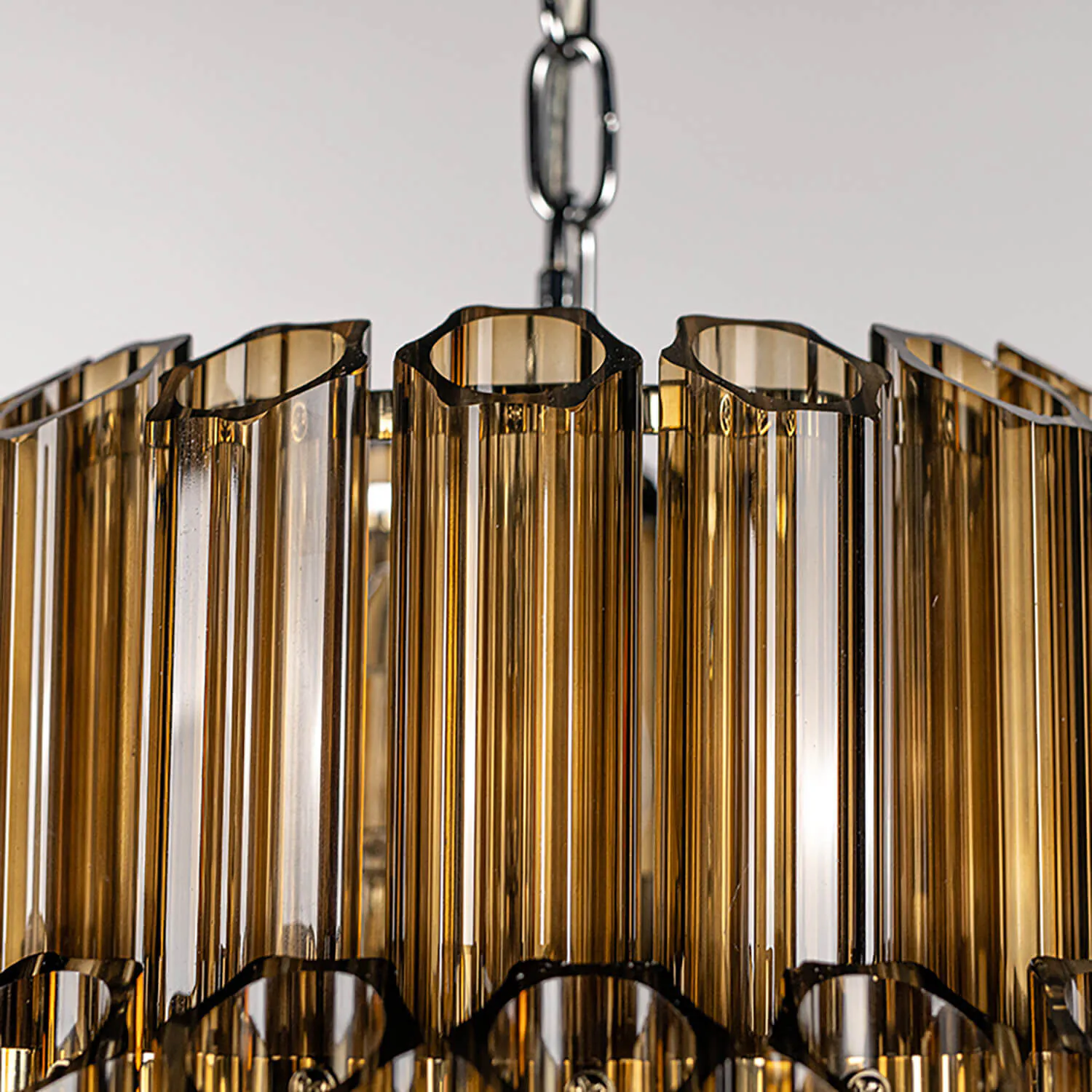 Kristallkrona Ø44cm Cognac/Krom - Verona