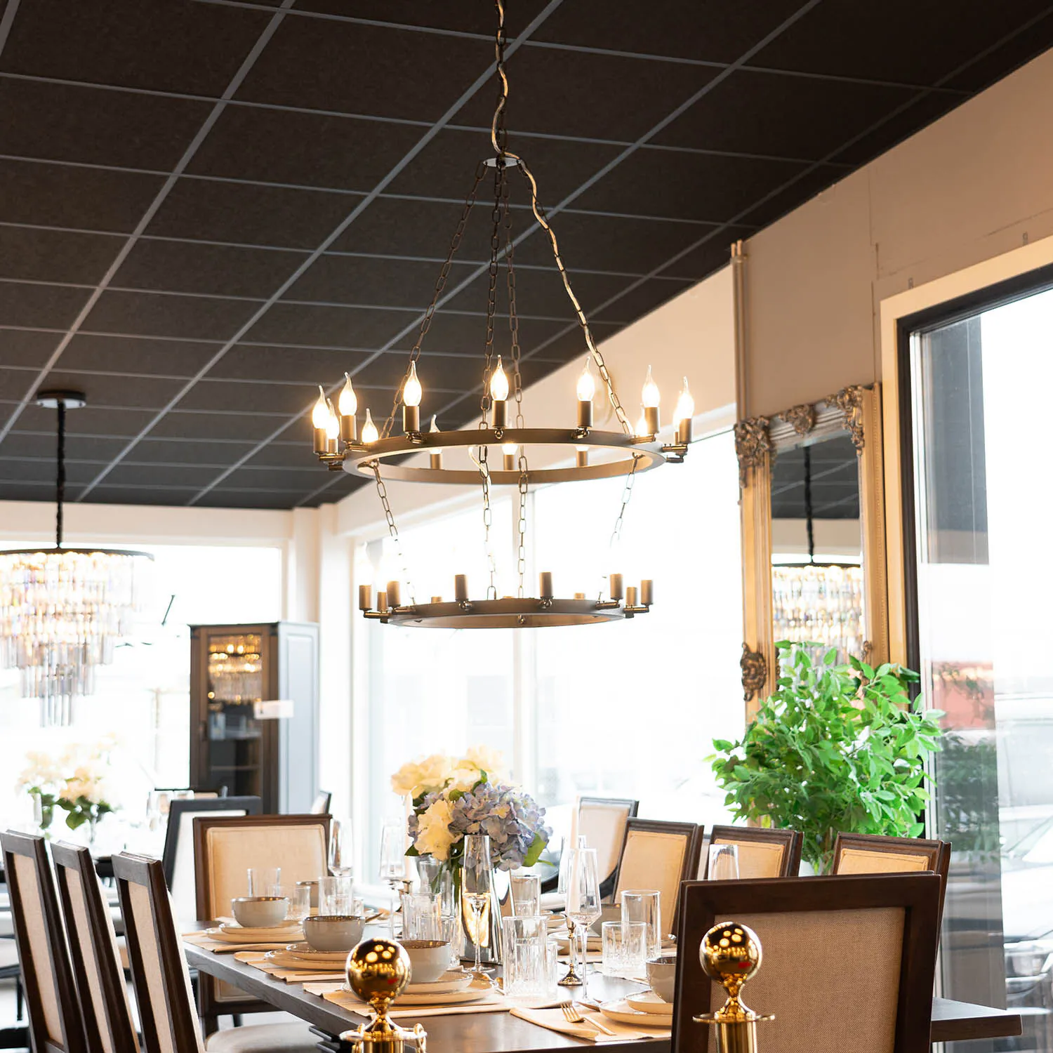 Ljuskrona Smide Svart Iowa Dubbel Ø80/60cm