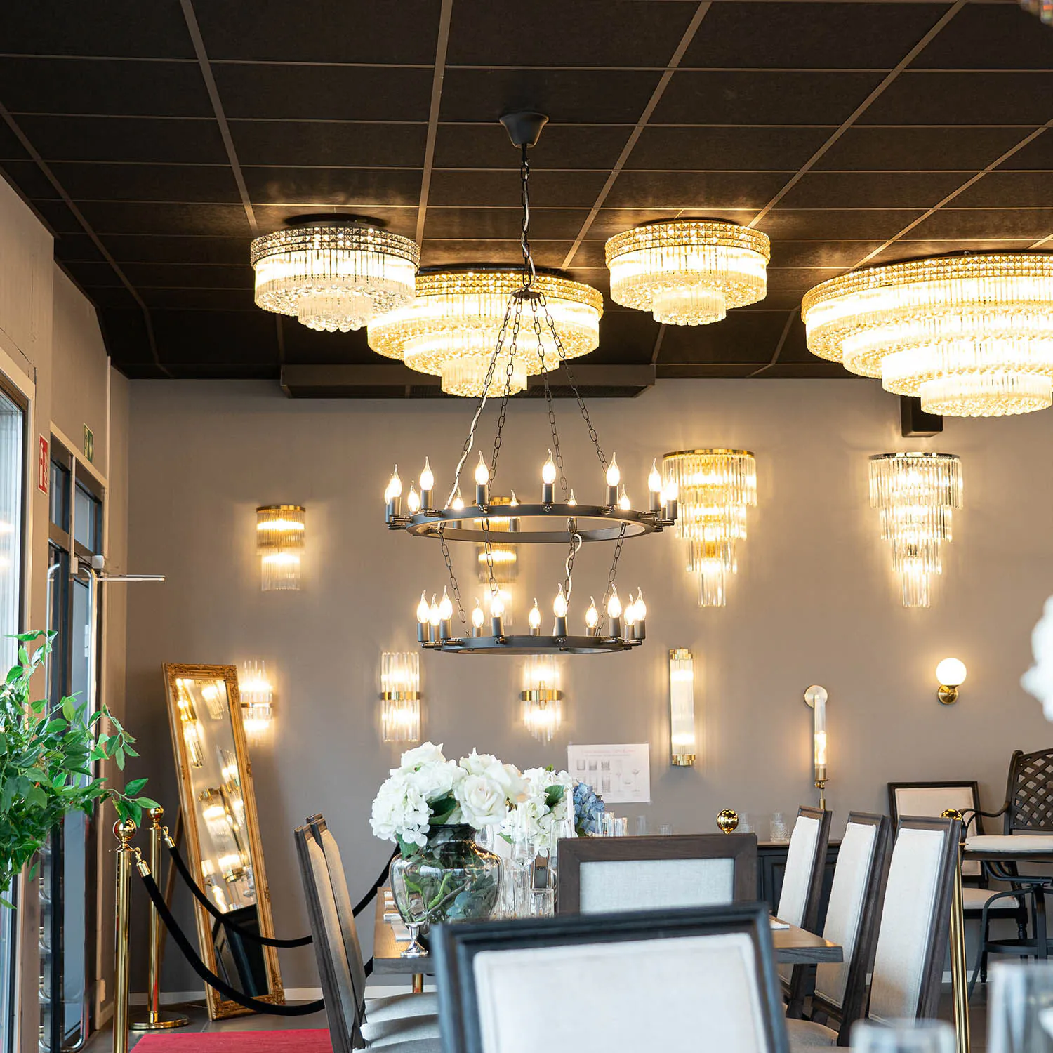 Ljuskrona Smide Svart Iowa Dubbel Ø80/60cm
