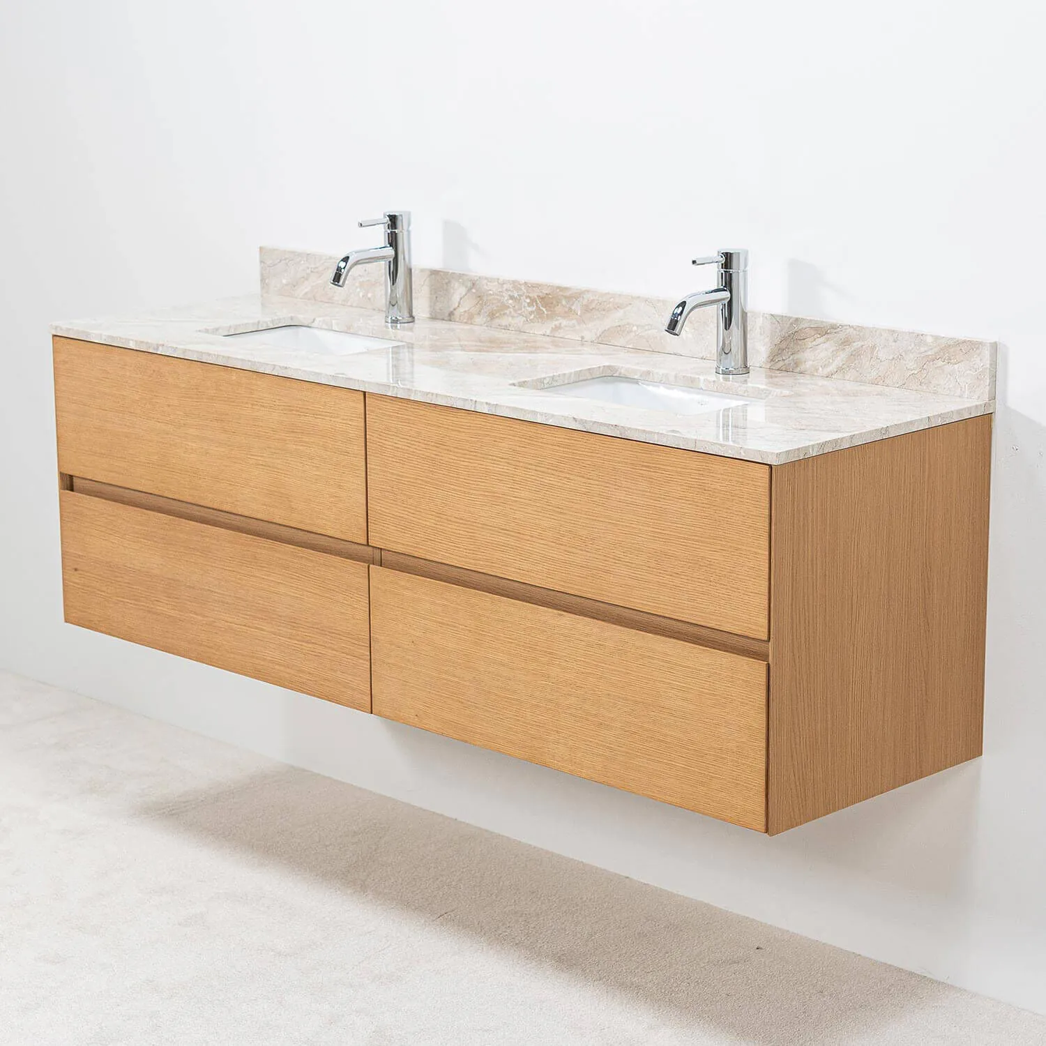 Dubbelkommod Ek 150cm Beige Marmor - Marstrand