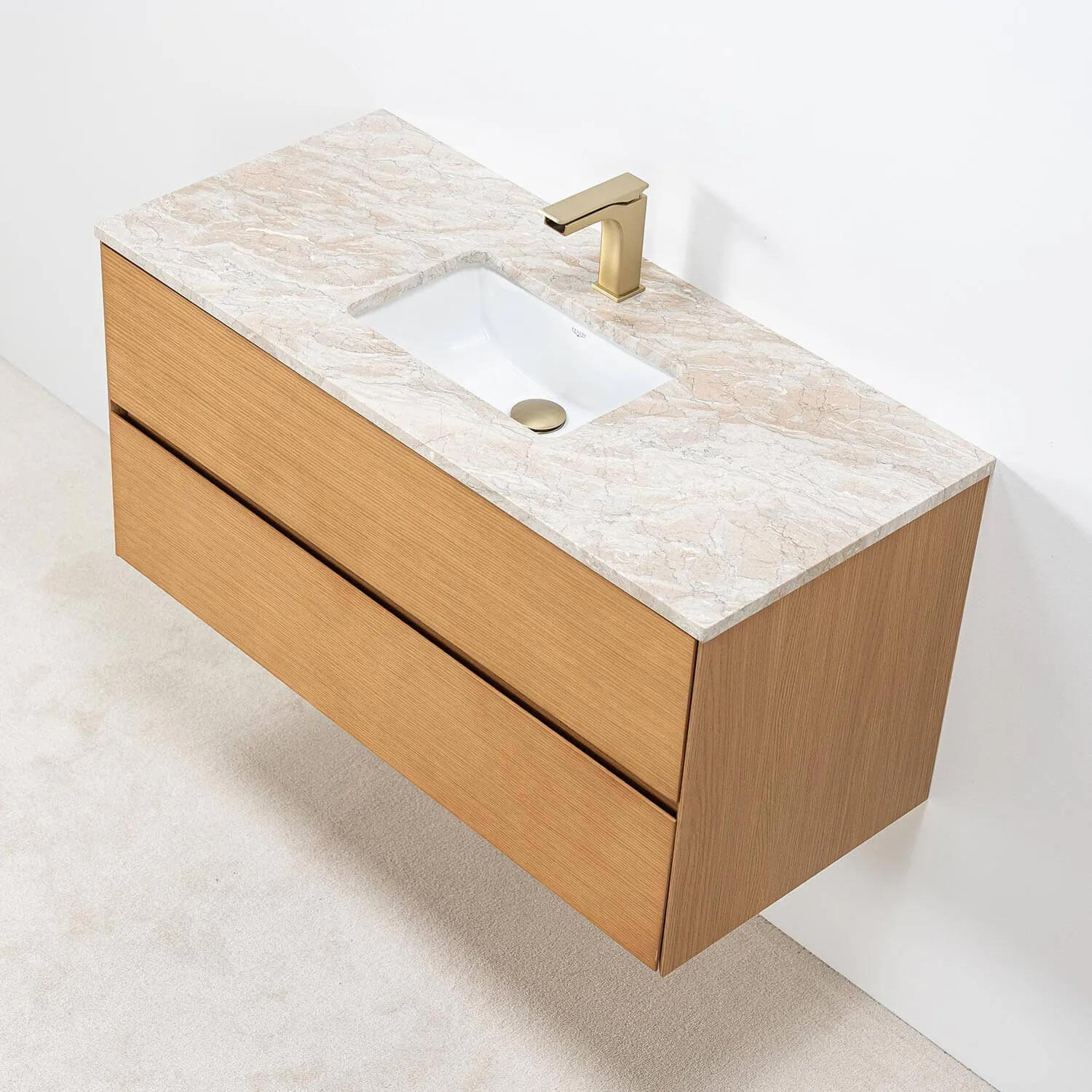 Badrumskommod Ek 100cm Beige Marmor - Marstrand