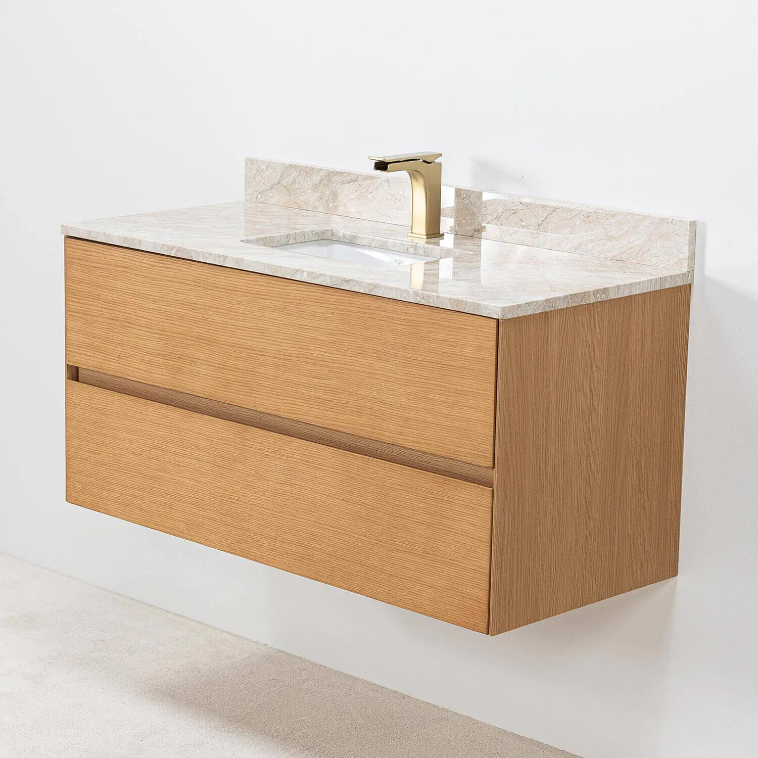 Badrumskommod Ek 100cm Beige Marmor - Marstrand