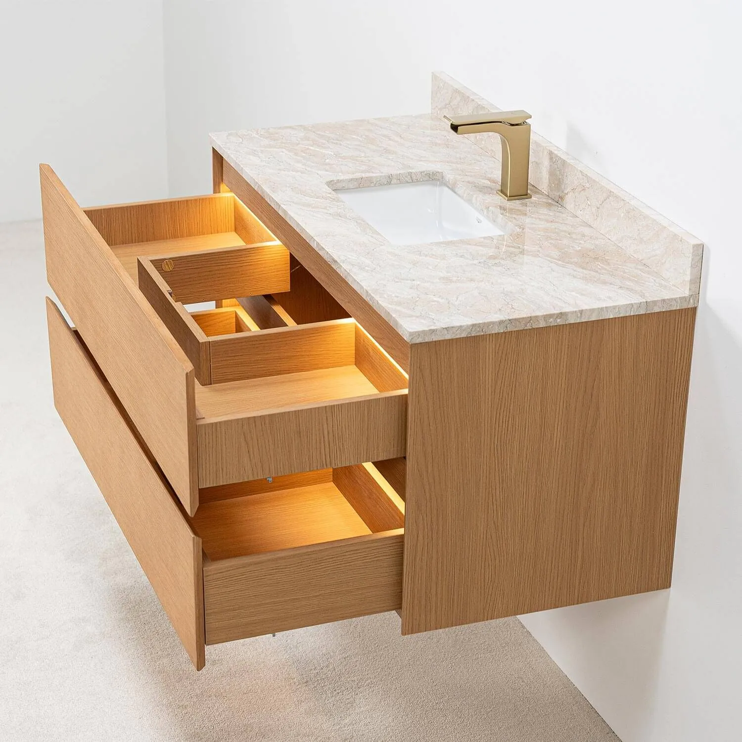 Badrumskommod Ek 100cm Beige Marmor - Marstrand