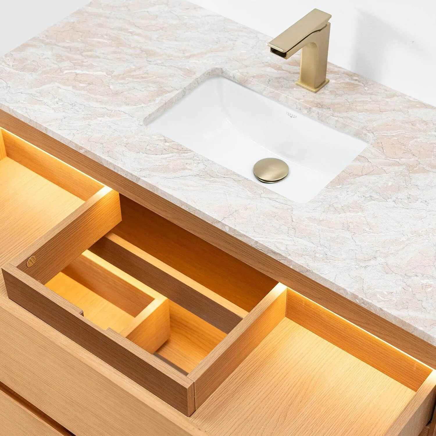 Badrumskommod Ek 100cm Beige Marmor - Marstrand