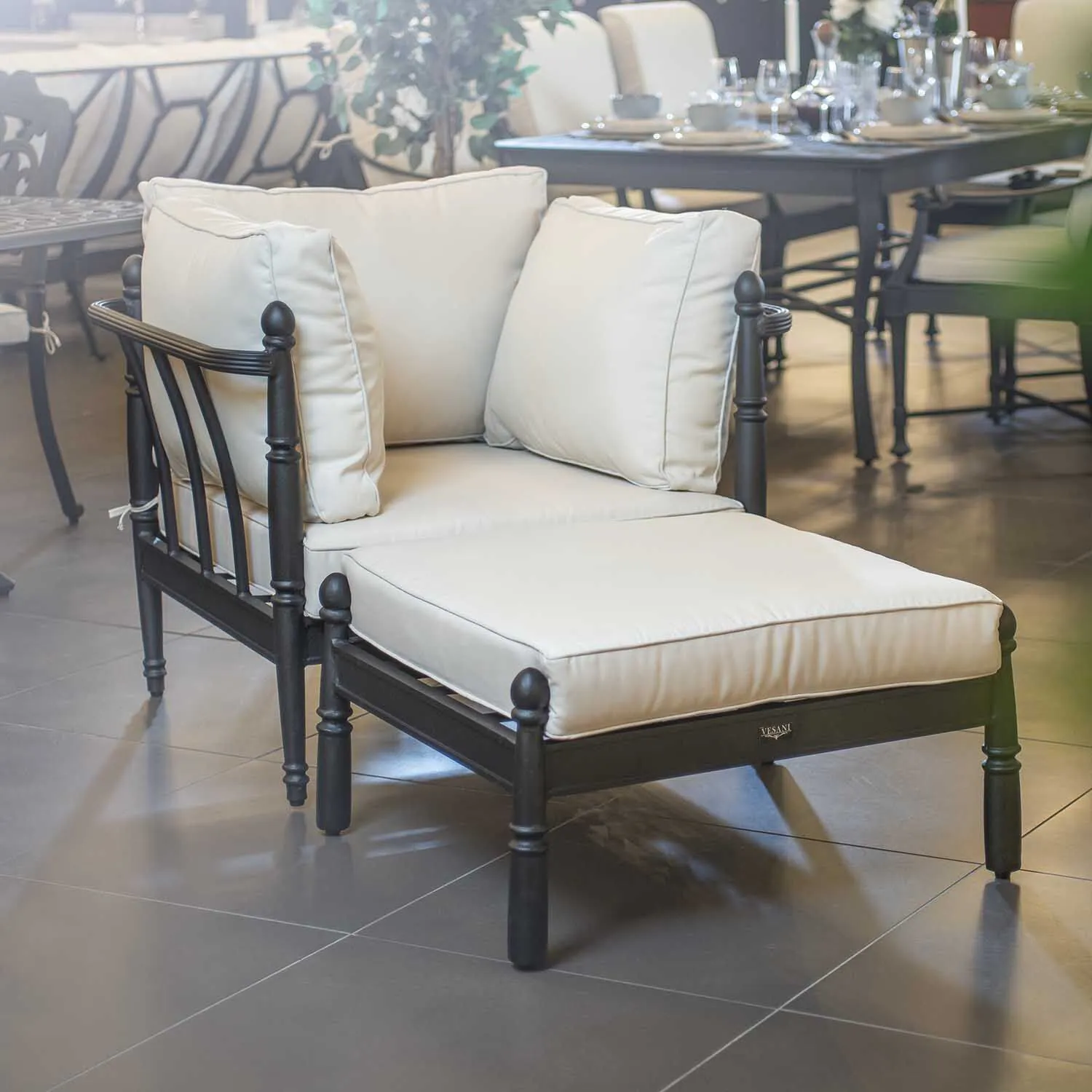 Loungefåtölj Svart Aluminium Capri