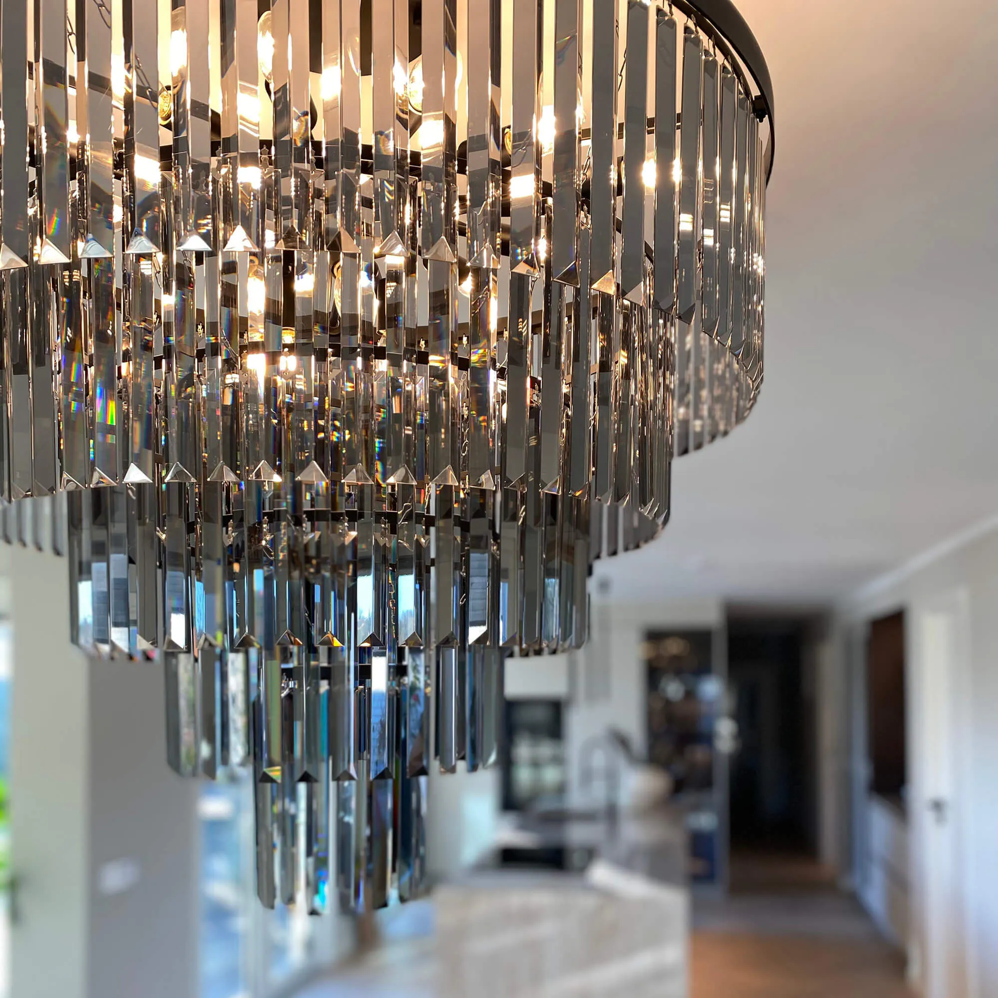 Kristallkrona Ø80cm Svart Smoky - Florence