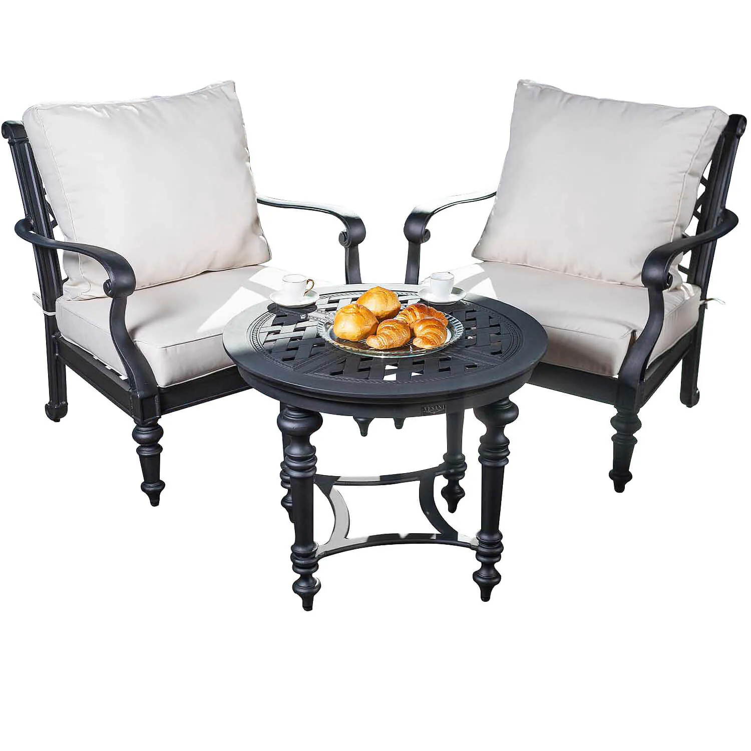 Loungegrupp Svart Aluminium 2-pers - Florence