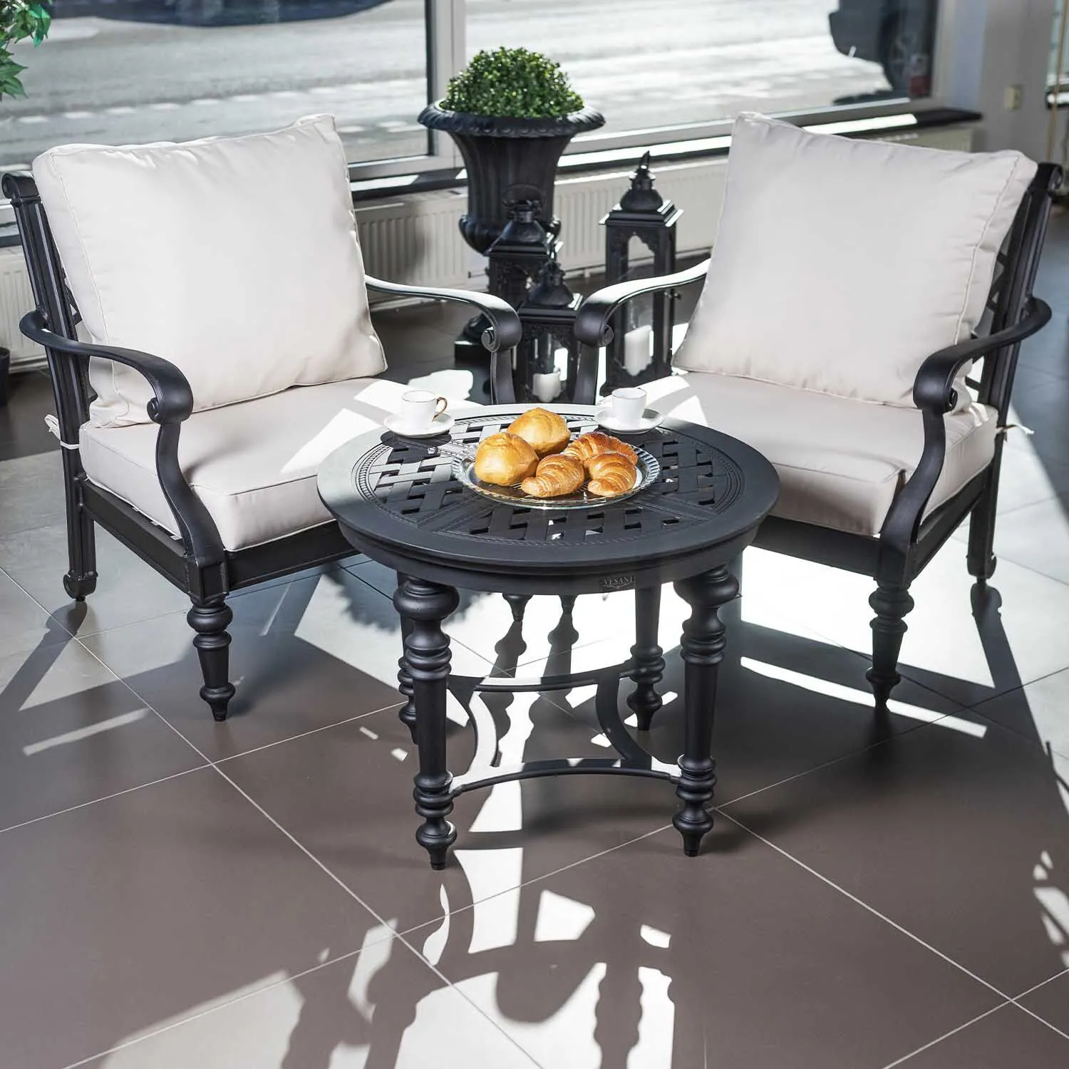 Loungegrupp Svart Aluminium 2-pers - Florence