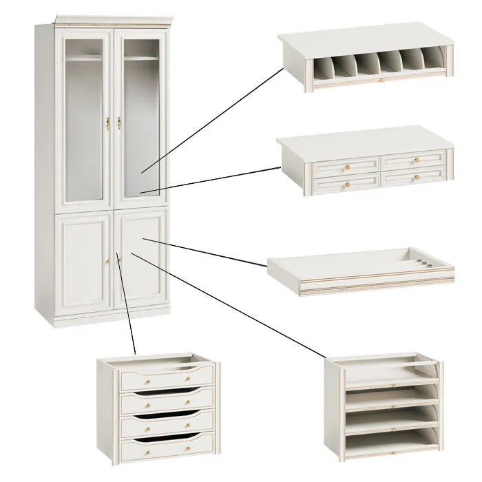 Vit Garderobsmodul 2D02 Glas - Monte Carlo