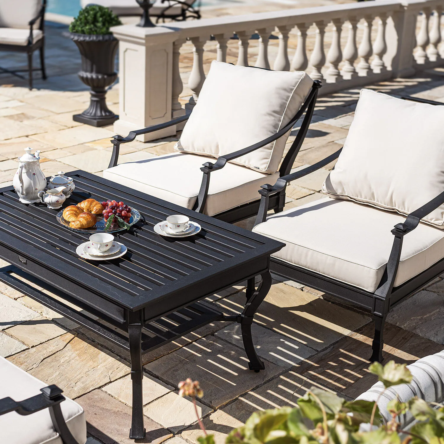 Loungegrupp Utomhus Svart Aluminium 5-pers - St Tropez