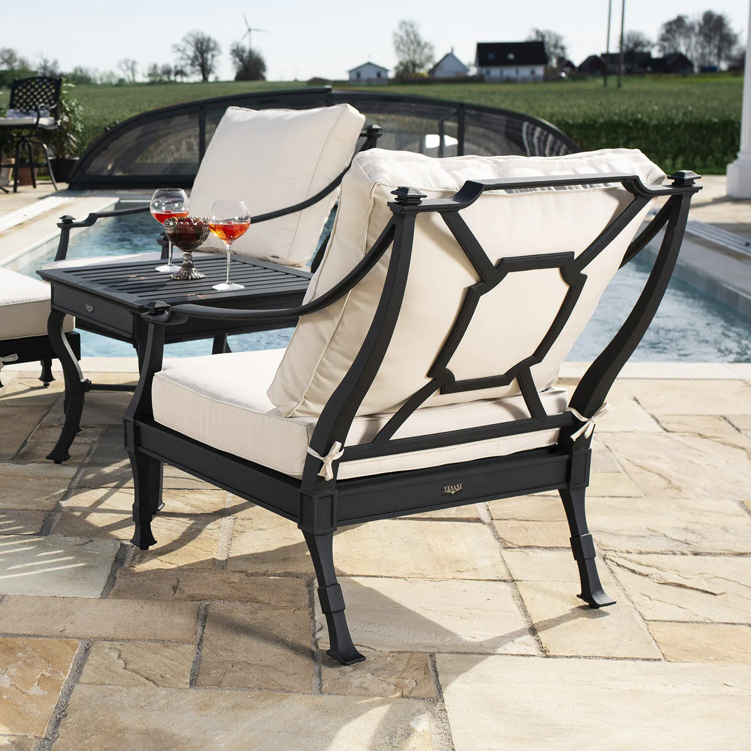 Loungegrupp Utomhus Svart Aluminium 5-pers - St Tropez