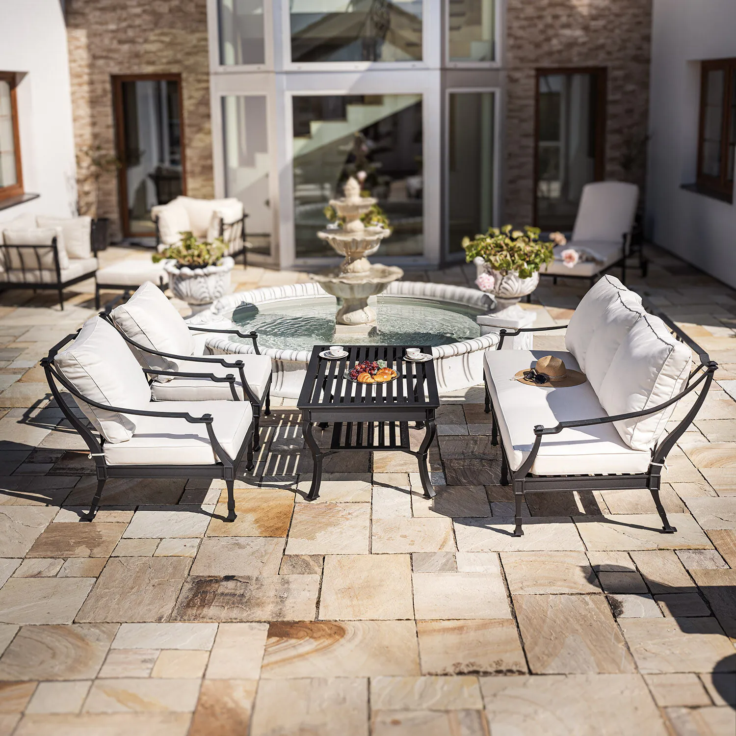 Loungegrupp Utomhus Svart Aluminium 5-pers - St Tropez